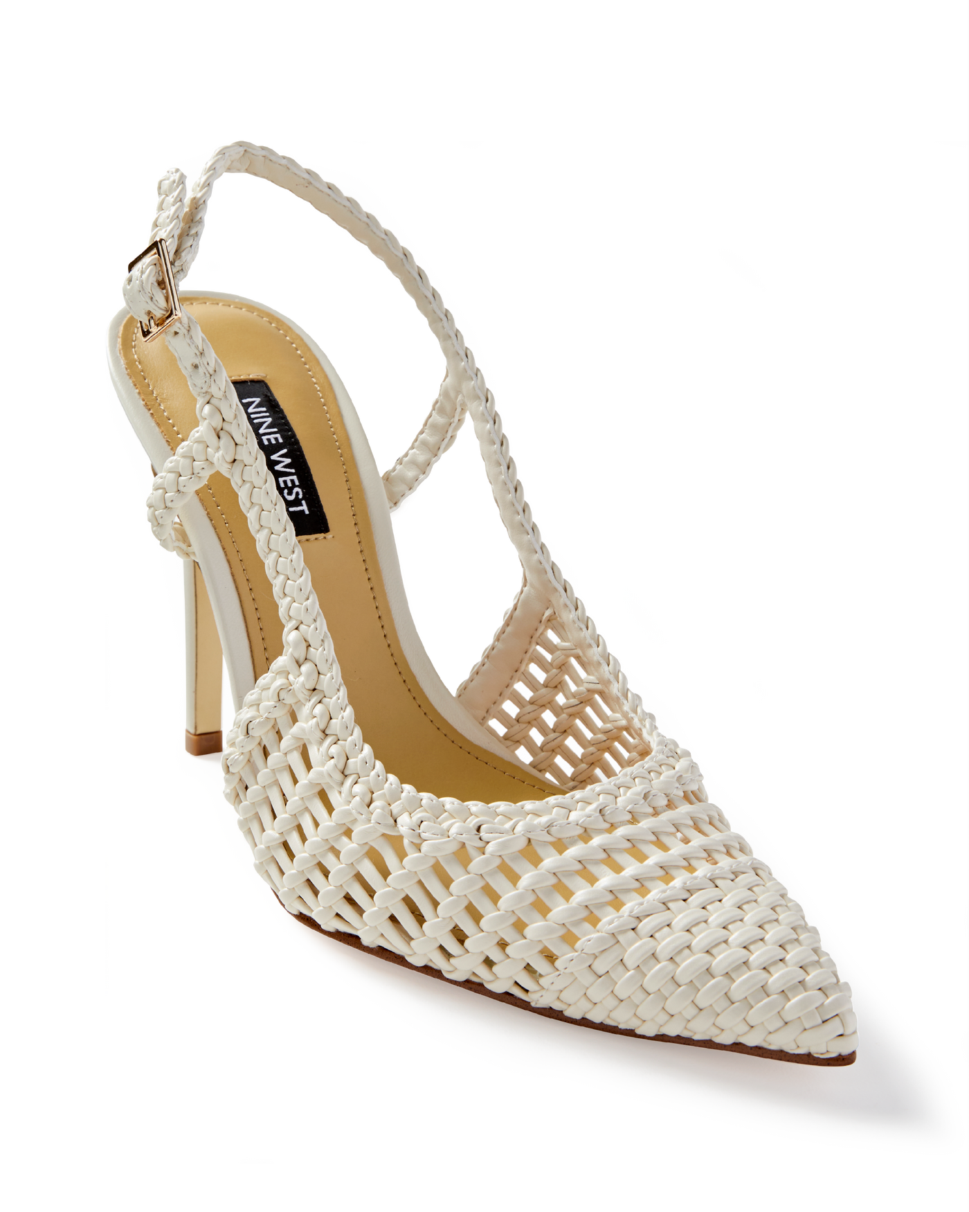 Nine West Interwoven Slingback Closed Toe Heel Cream