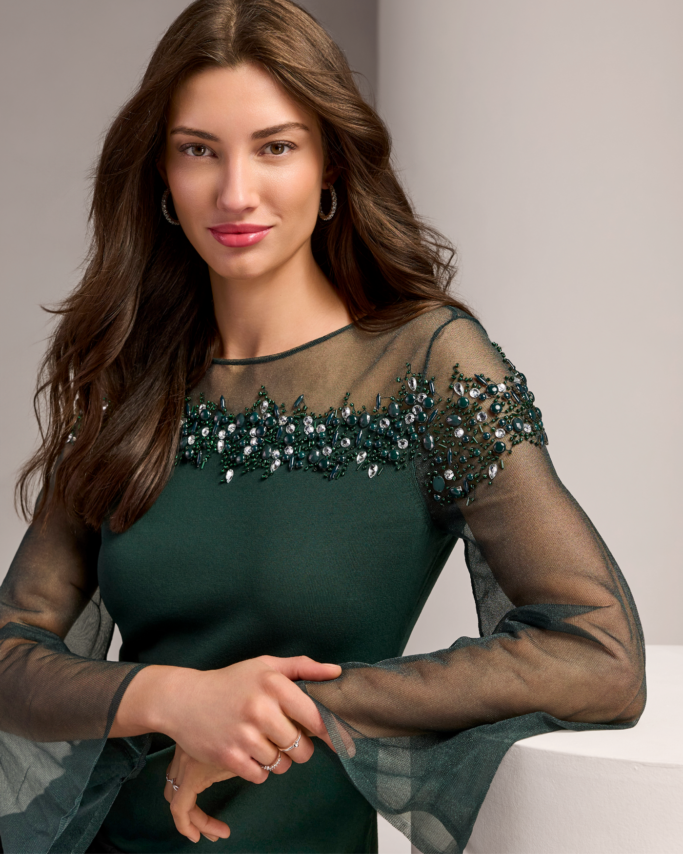 Embellished Trim Illusion Sweater Hunt Club