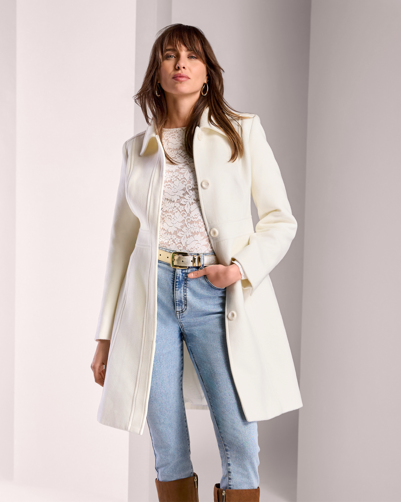 Allover Lace Long Sleeve Knit Top - White – Boston Proper
