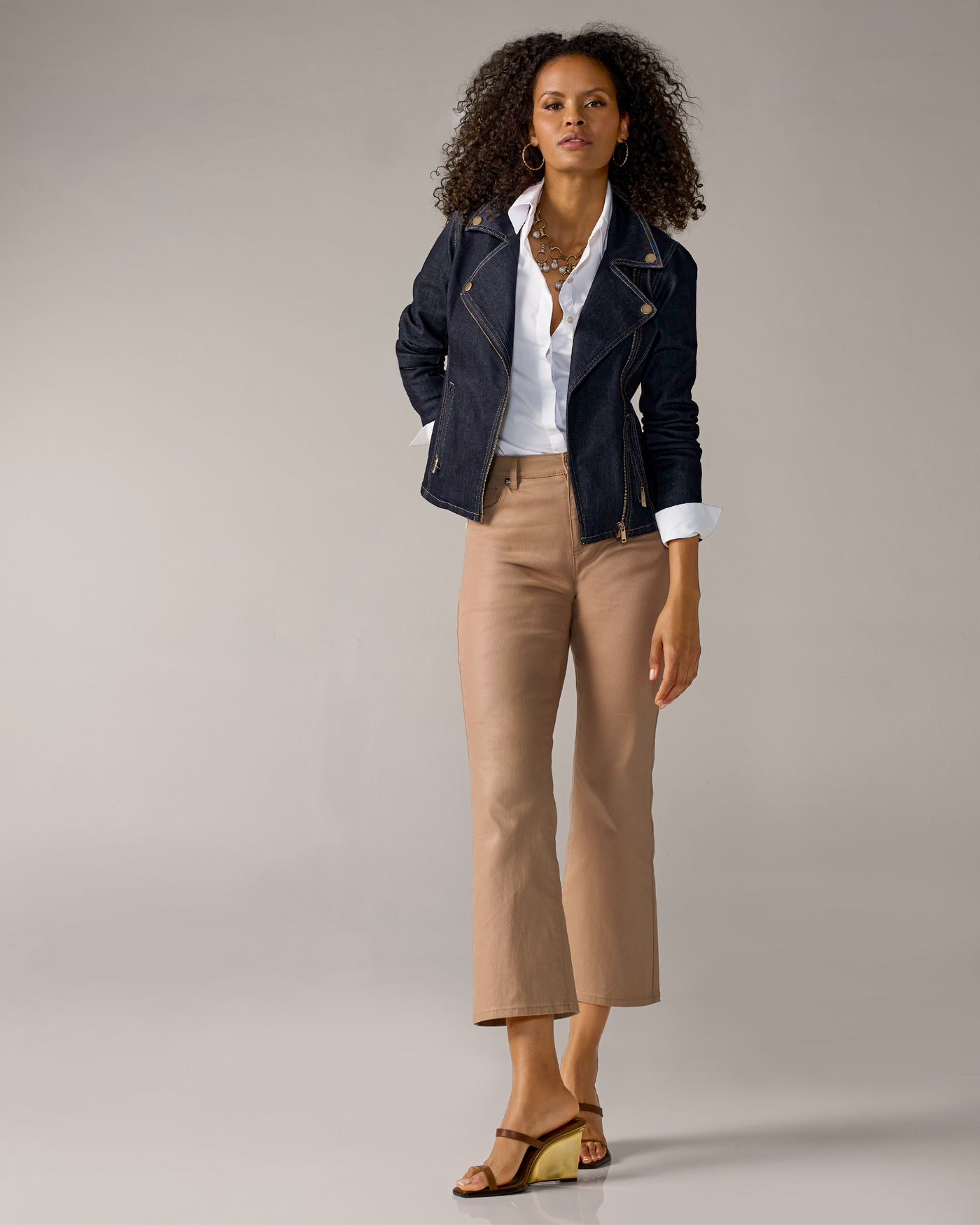 Monterey Kick Flare Coated Jean Cappuccino