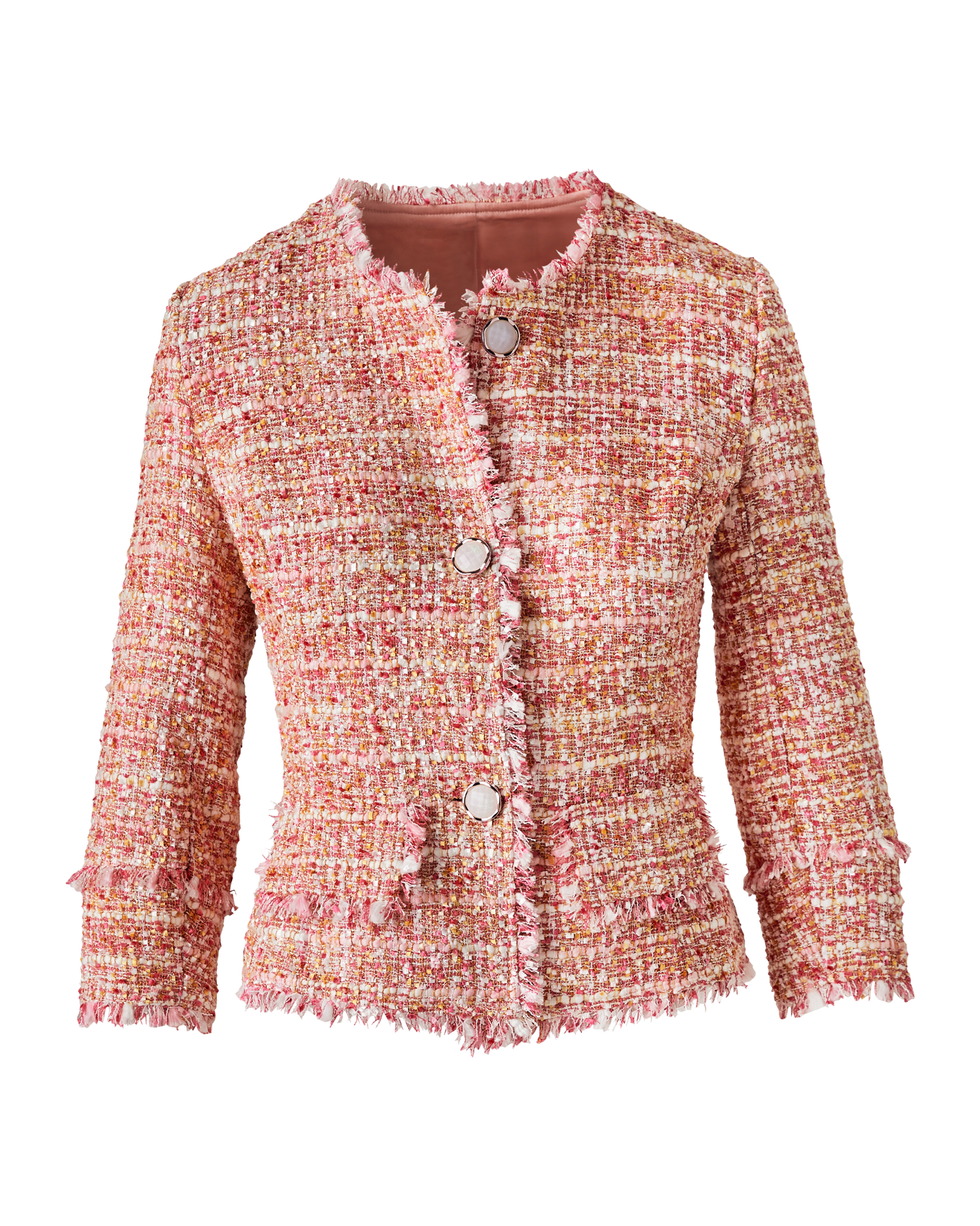 nuance button lace jacket ピンク Tweed & Gem Button Lady Jacket - Pink Multi – Boston Proper