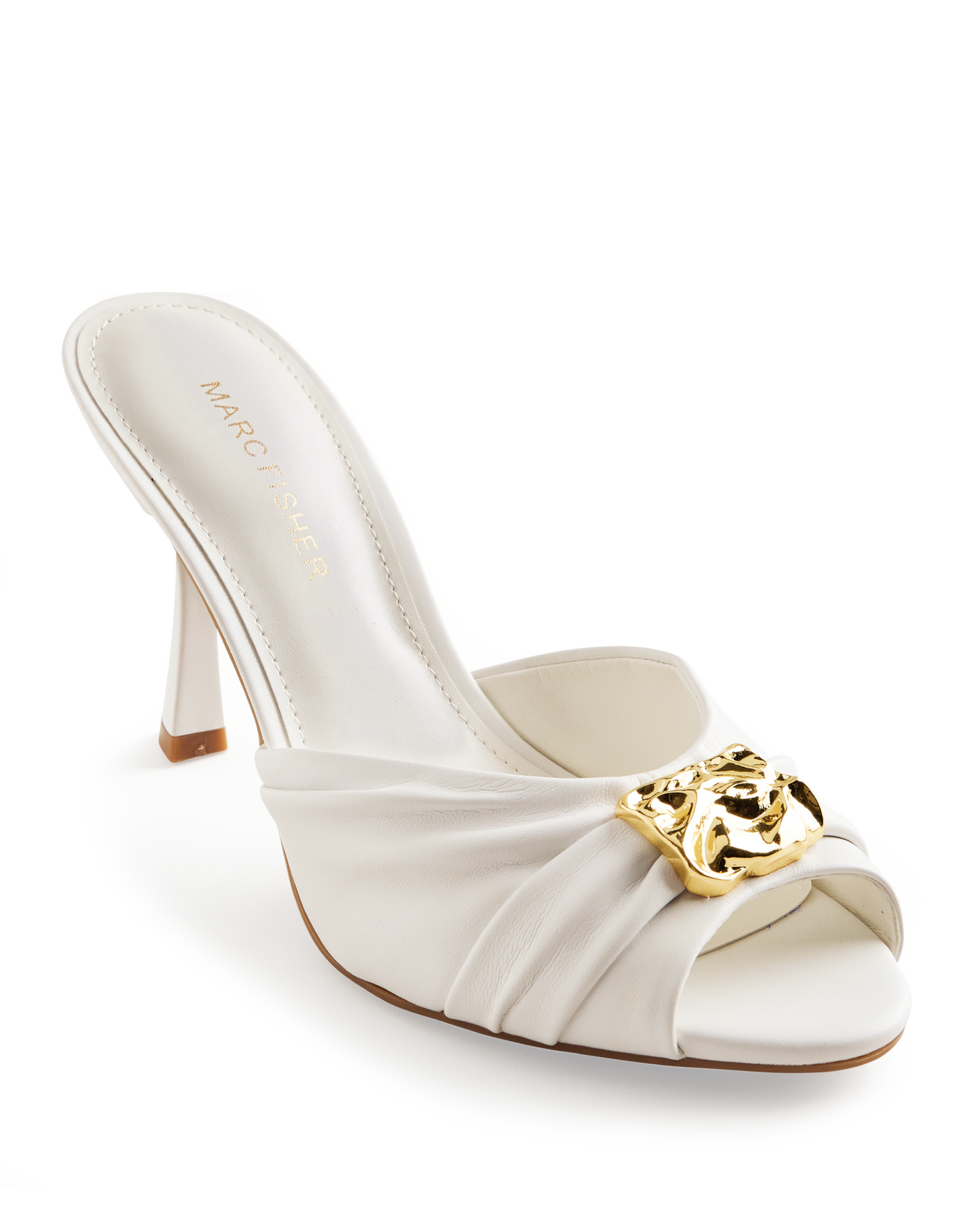 Marc Fisher Hammered Hardware Peep Toe Heel Ivory