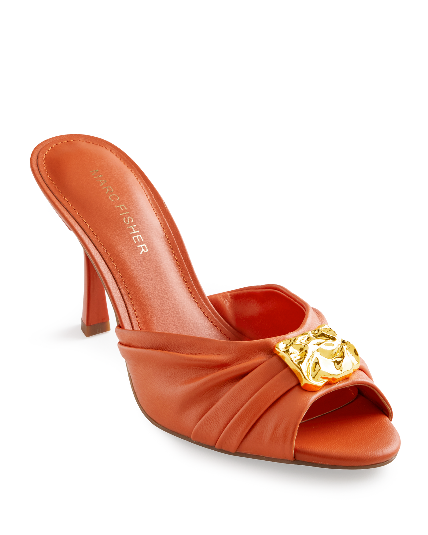 Marc Fisher Hammered Hardware Peep Toe Heel Orange