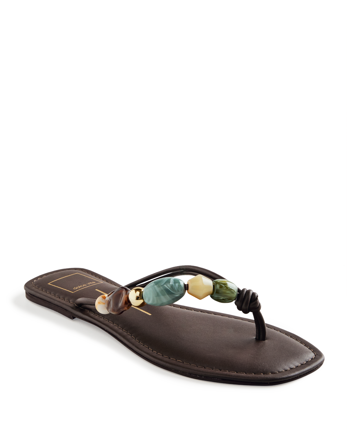 Dolce Vita Stone Thong Flat Sandal Dark Brown