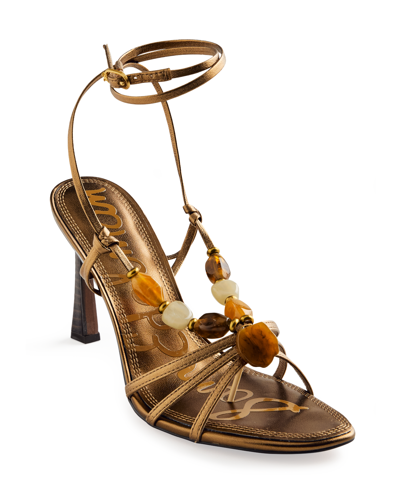 Sam Edelman Strappy Stone Heel Gold