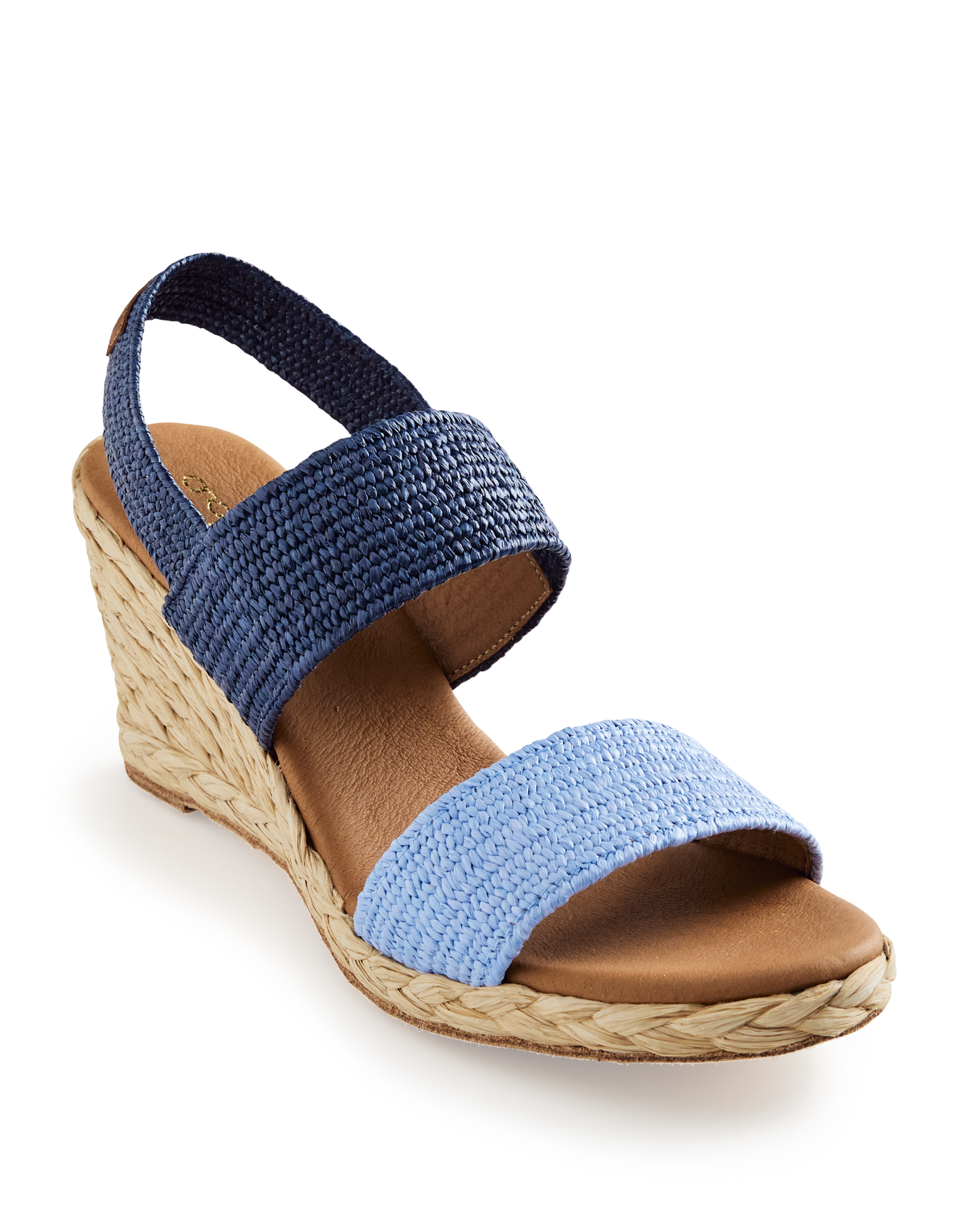 Andre Assous Colorblocked Raffia Espadrille Wedge Blue Multi