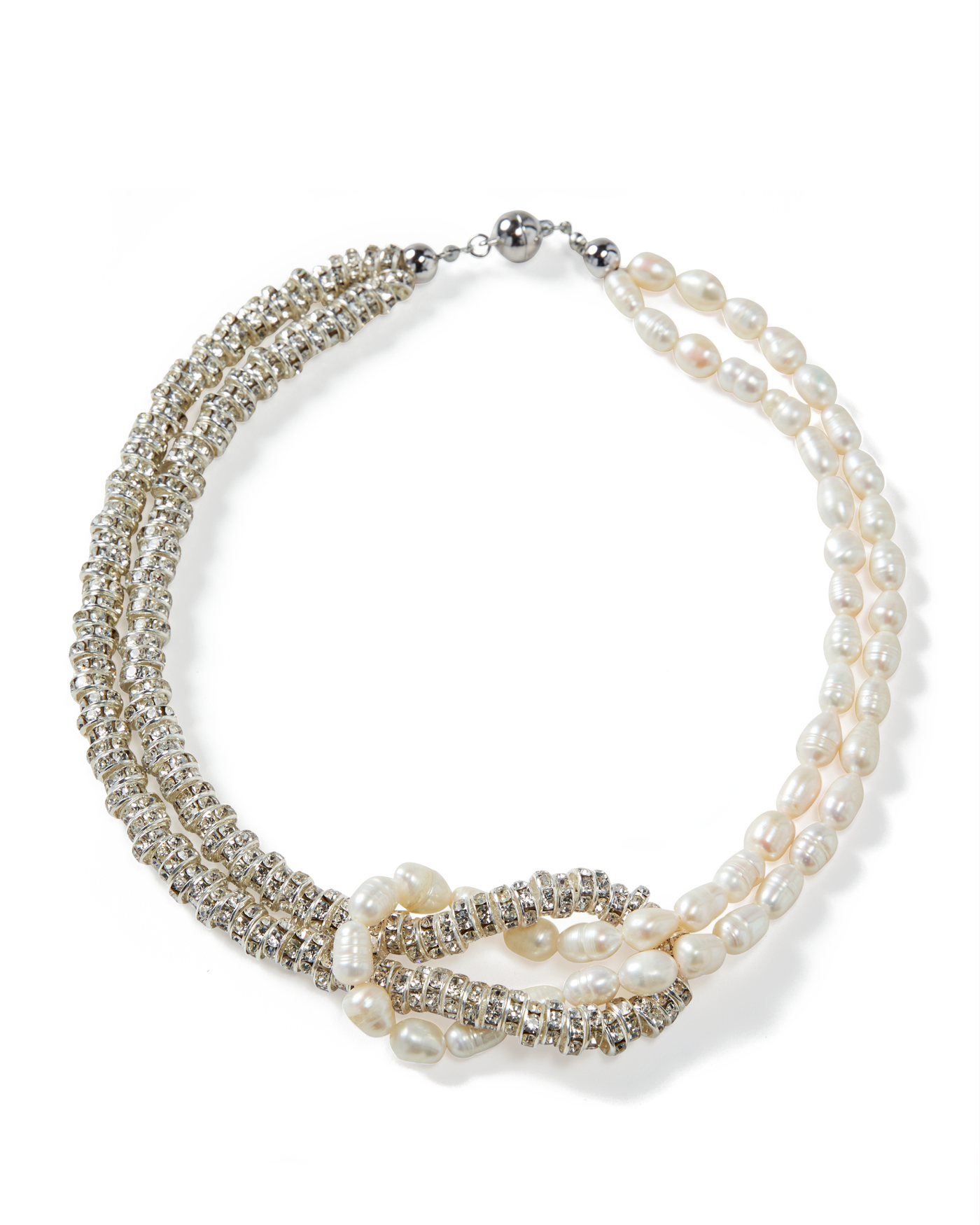 Knotted Pearl Necklace White/Silver