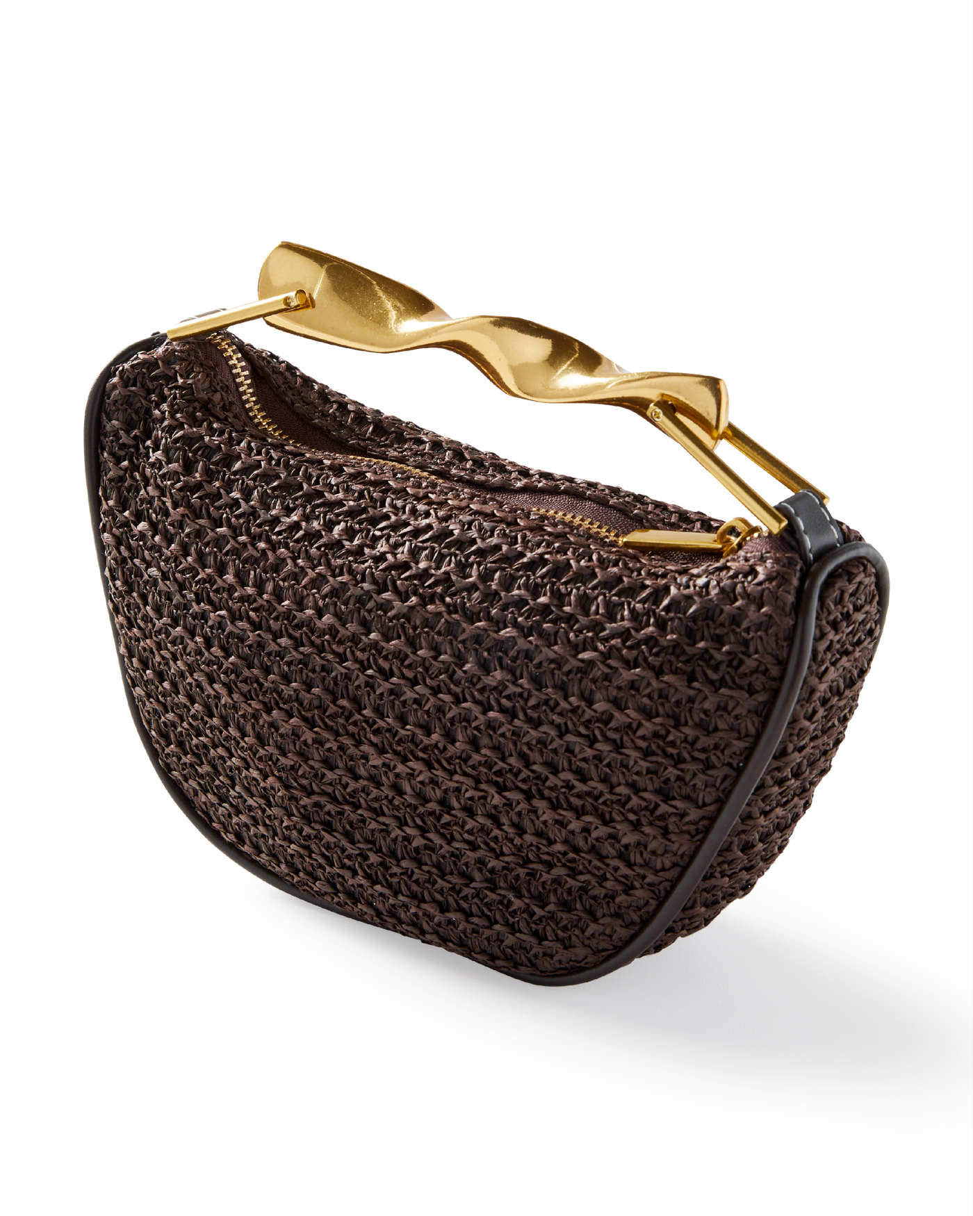 Twisted Handle Raffia Bag Brown