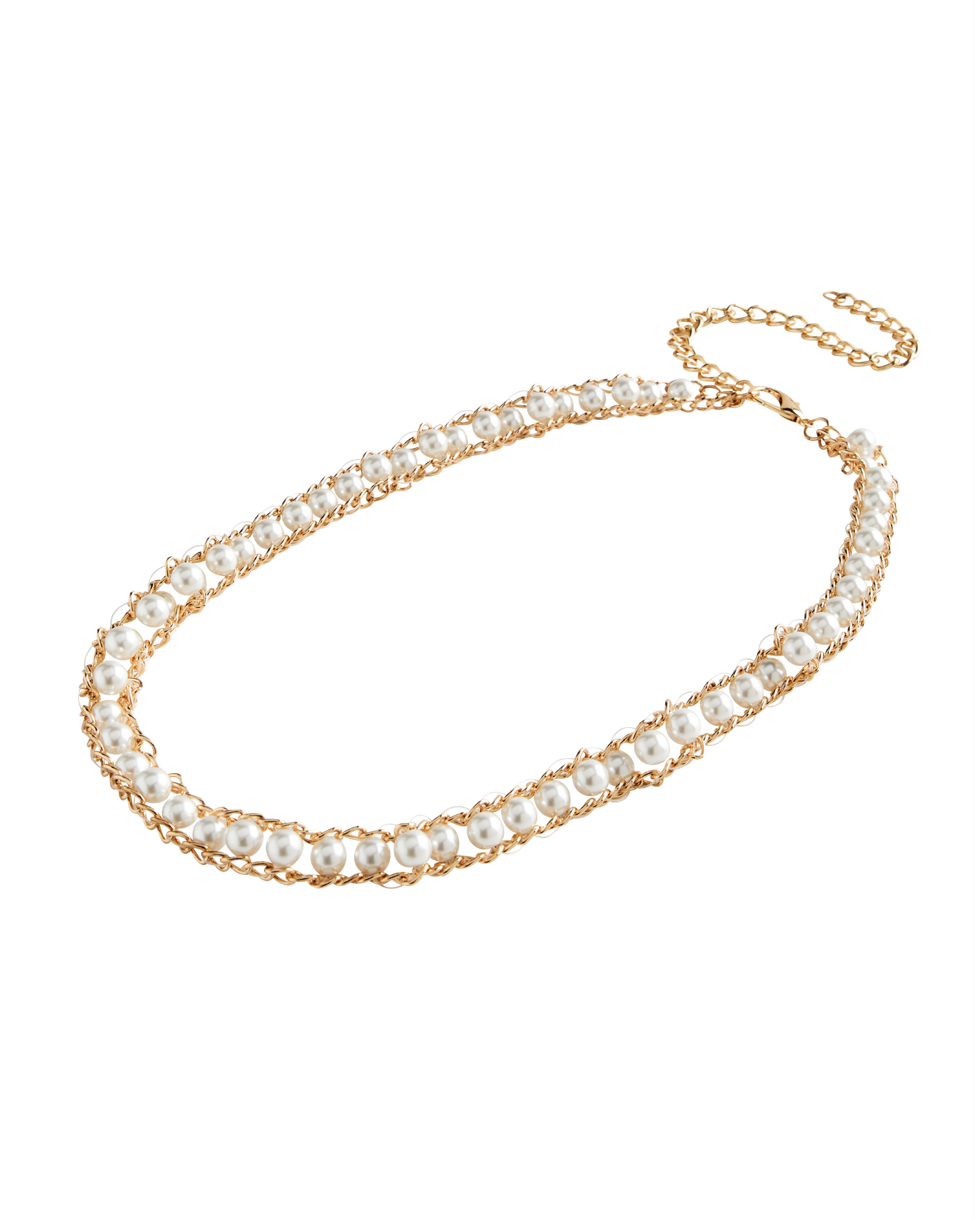 Pearl Chain Belt White/Gold