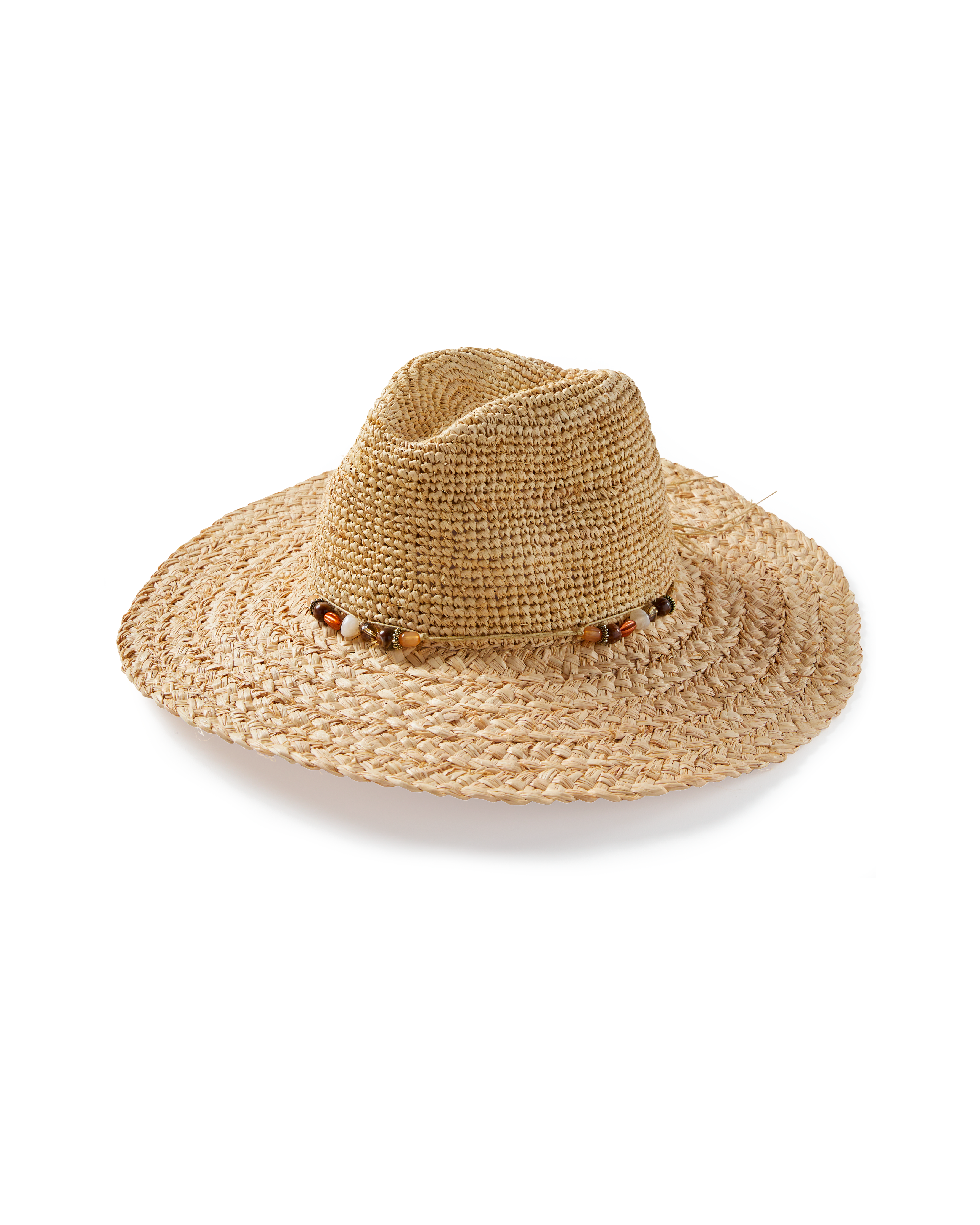 Boston Proper - Natural Neutral - Raffia Hat with Beads