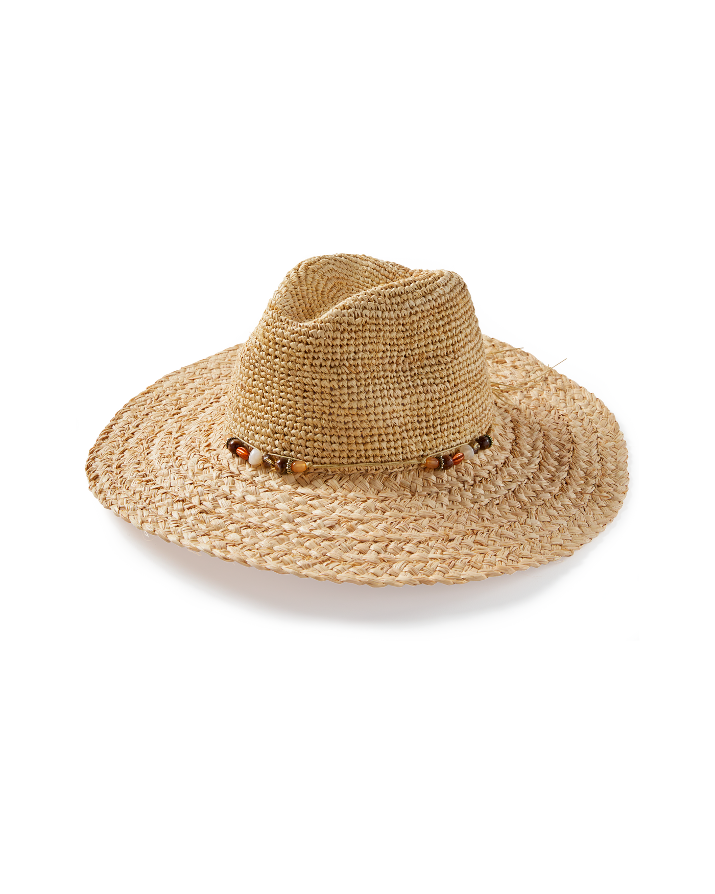Raffia Hat with Beads Natural