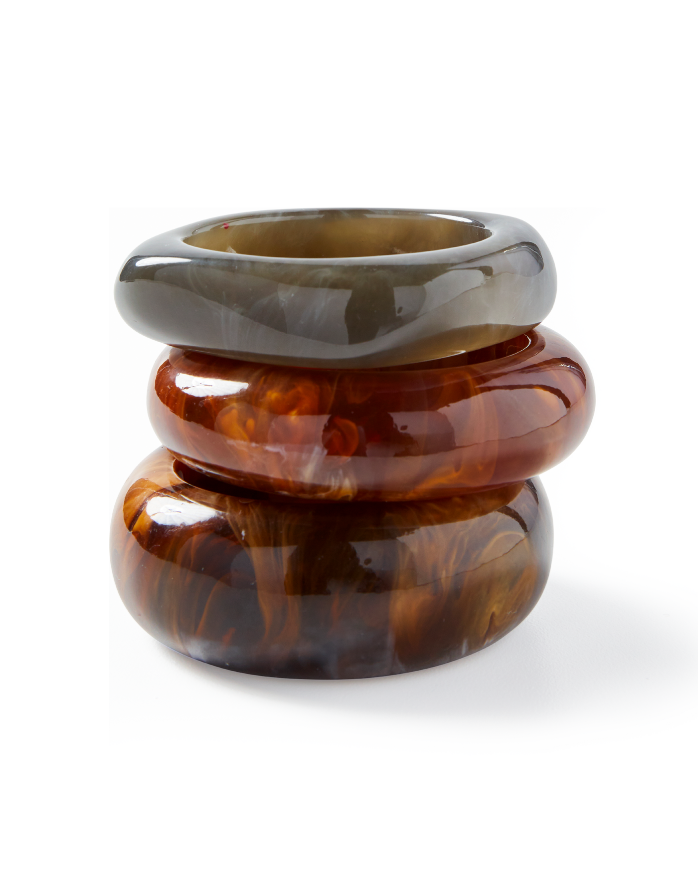 Resin Bangle Set Brown Multi