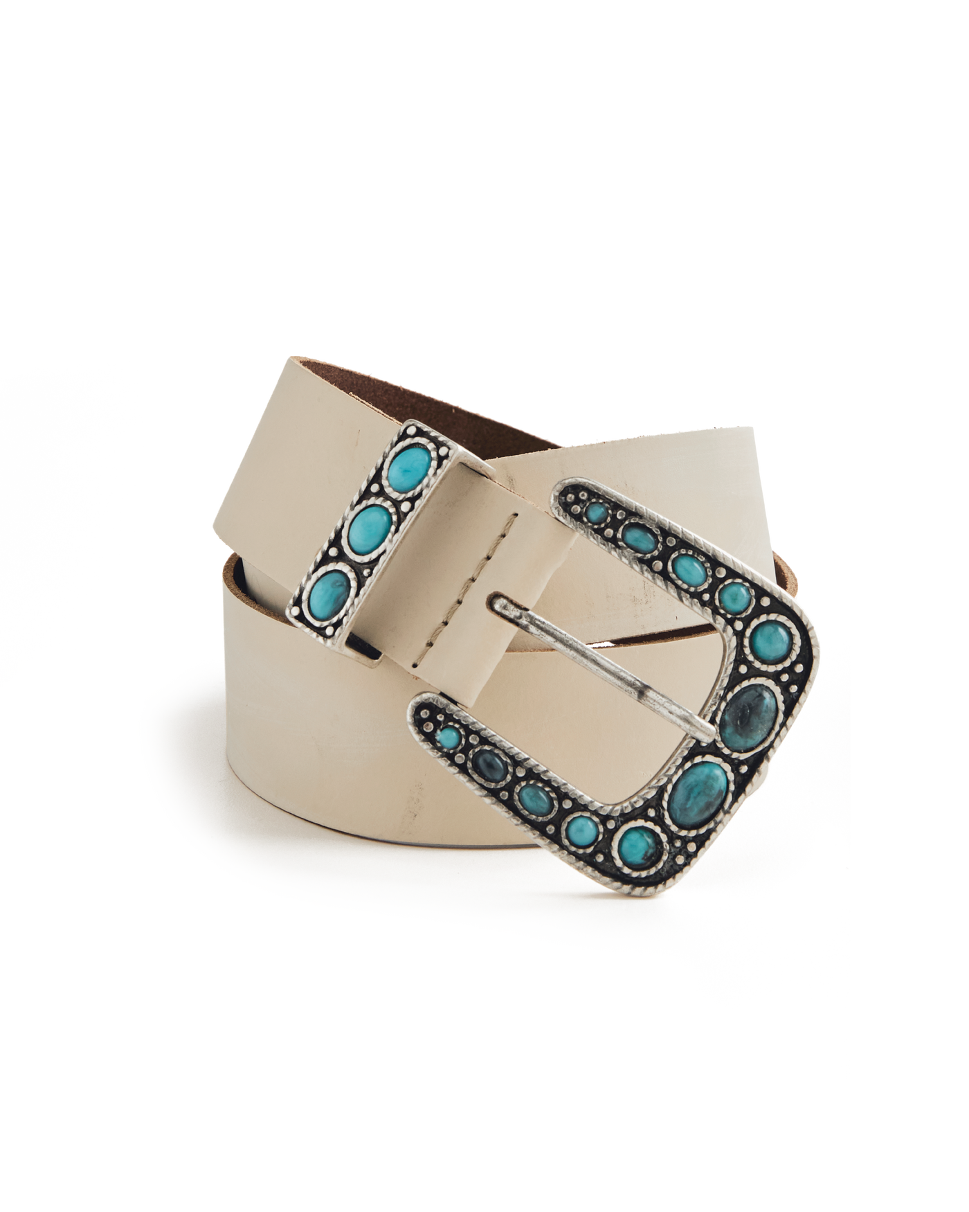 Western Turquoise Embellished Belt Beige Multi