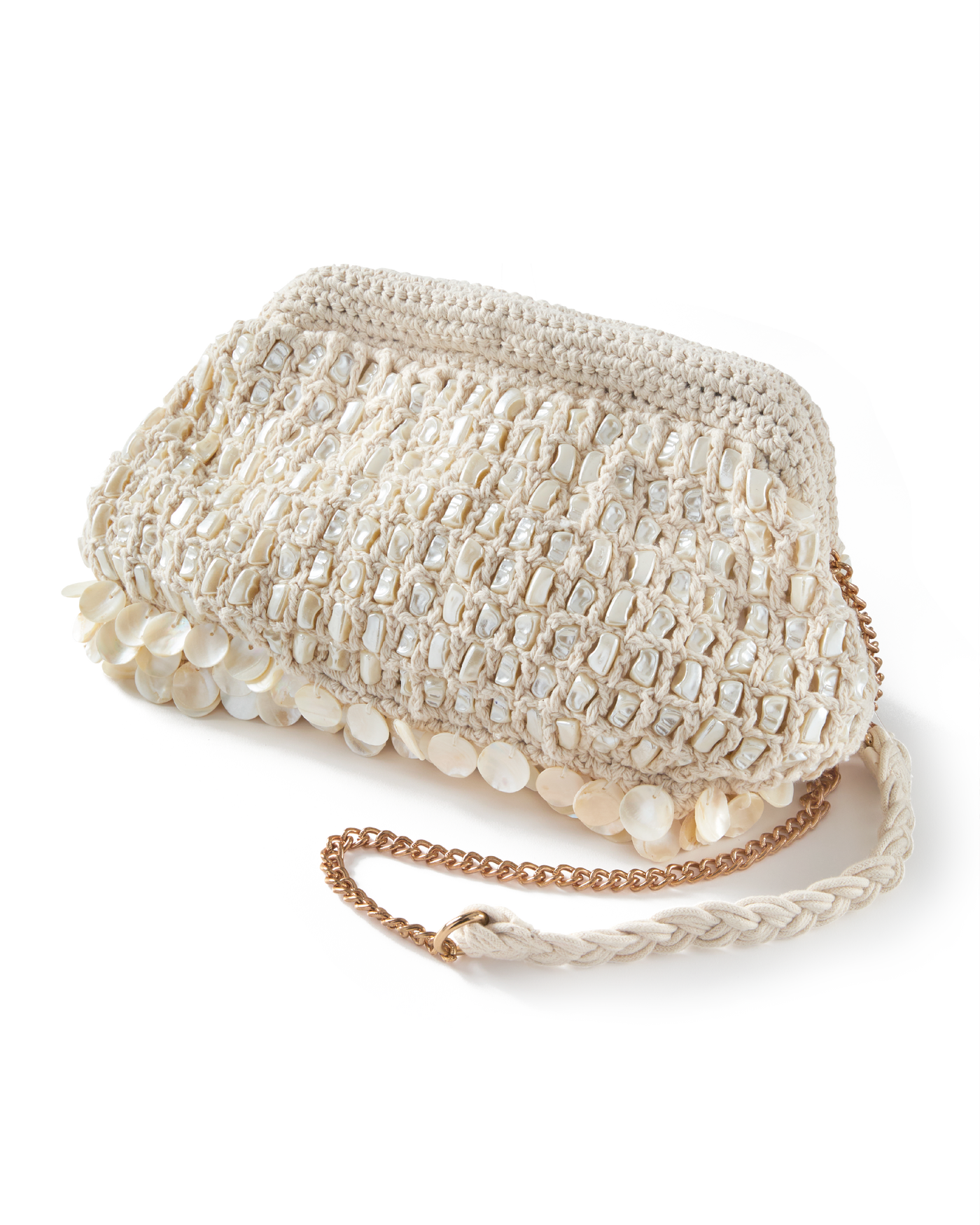 Pearl Woven Clutch White/Natural