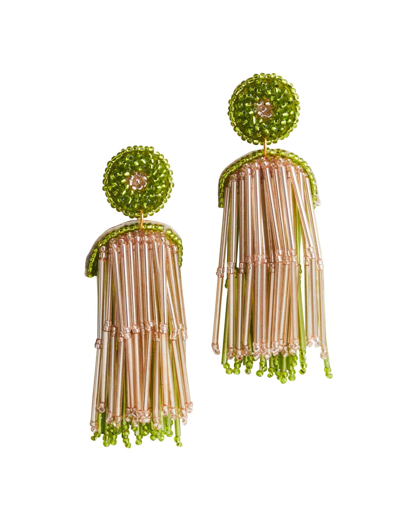 Beaded Tassel Earring Green/Gold