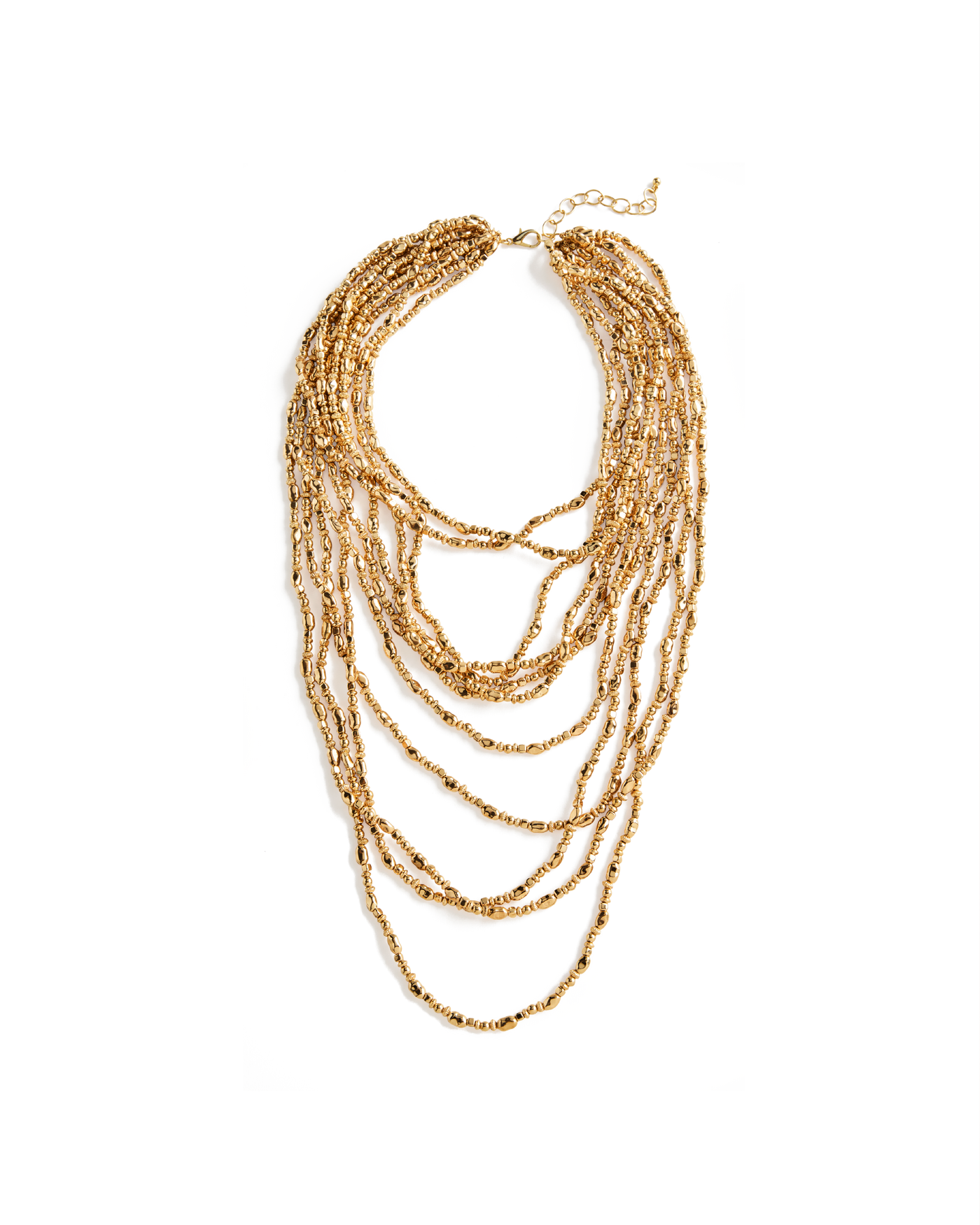 Gold Bead Layered Necklace Gold