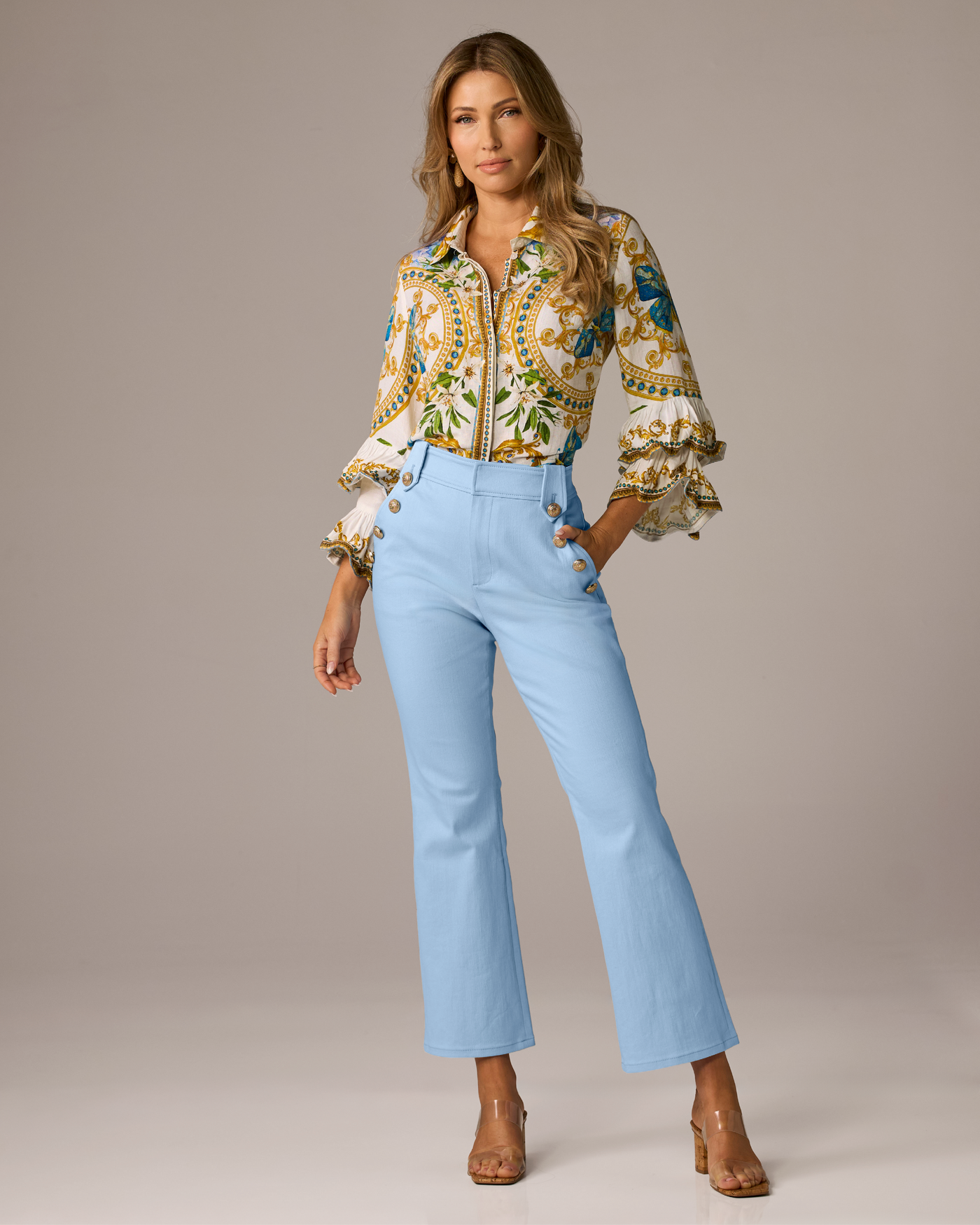 Colored Denim Kick Flare Jean Blue Bell