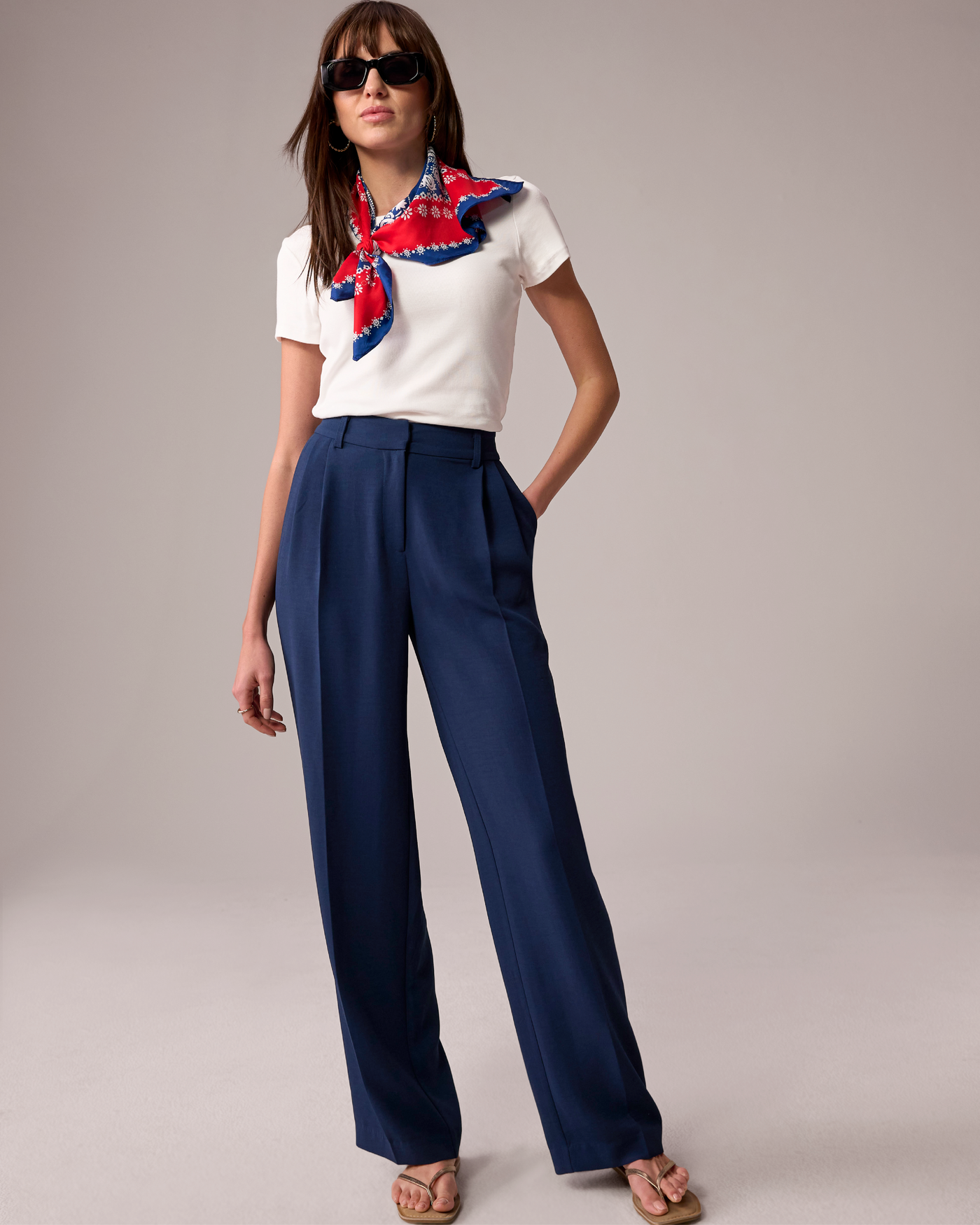 Textured Wide Leg Pant Navy