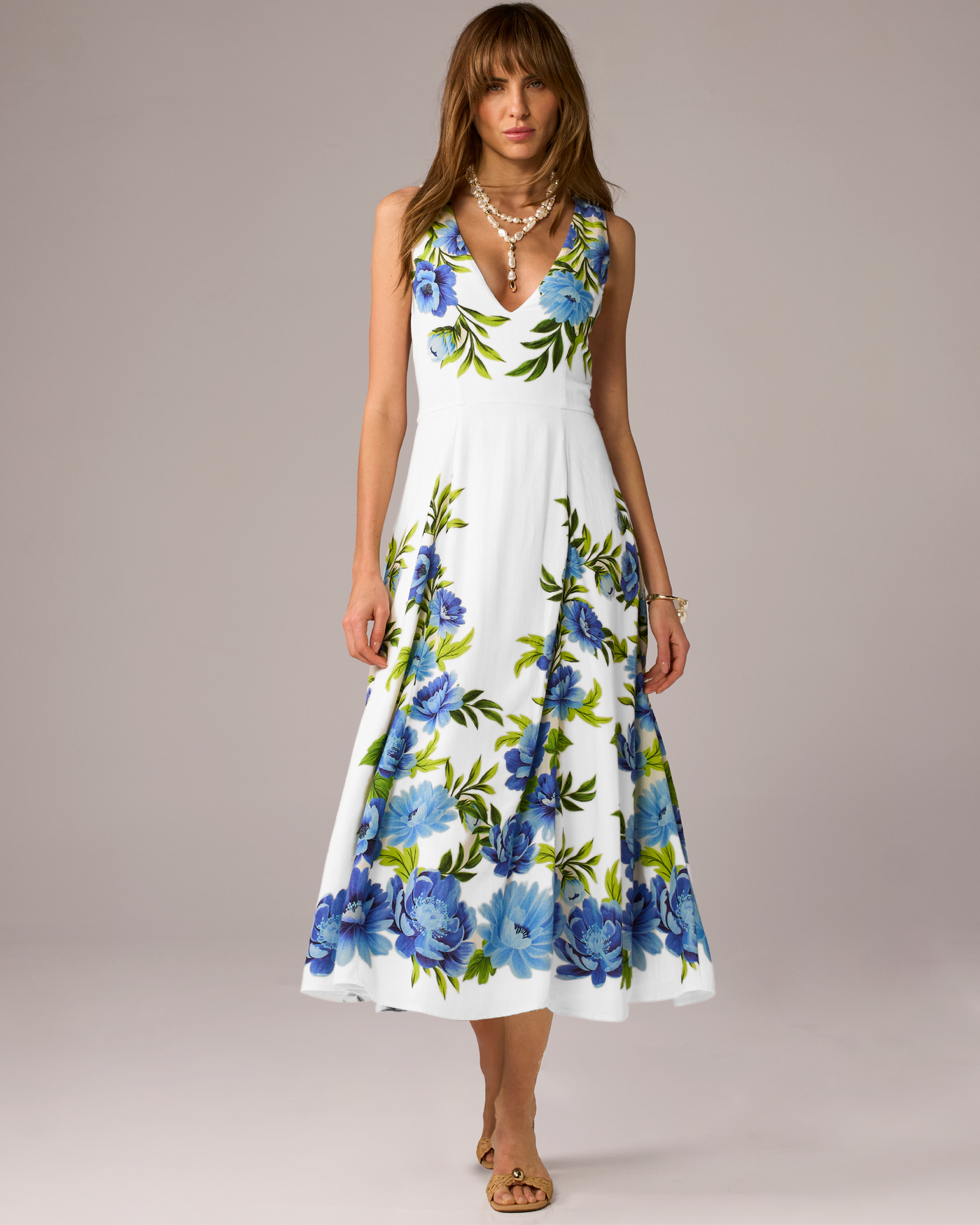 Printed V Neck Dress Florence Blooms
