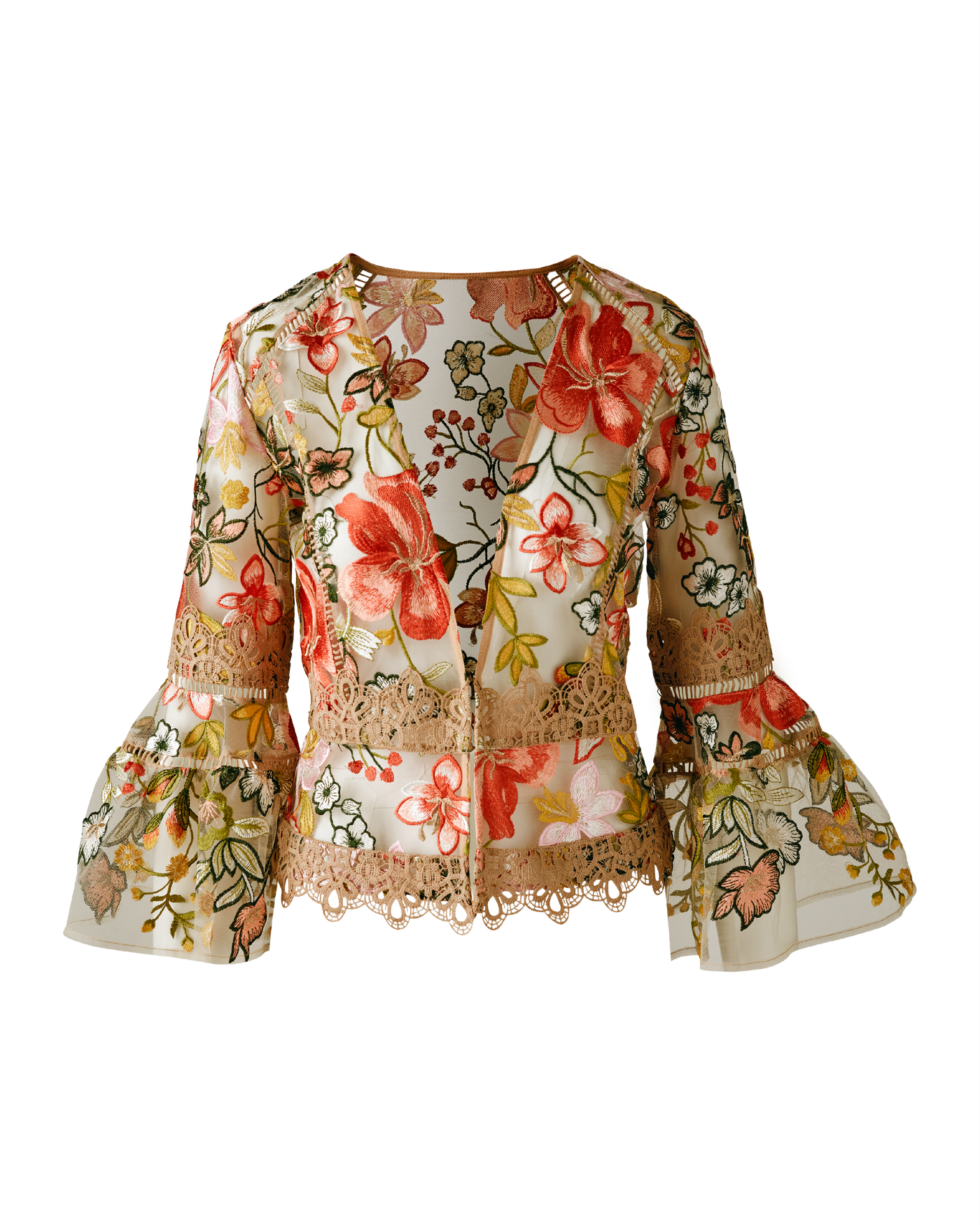 Mesh Embroidered Kimono Jacket - Multi | Boston Proper