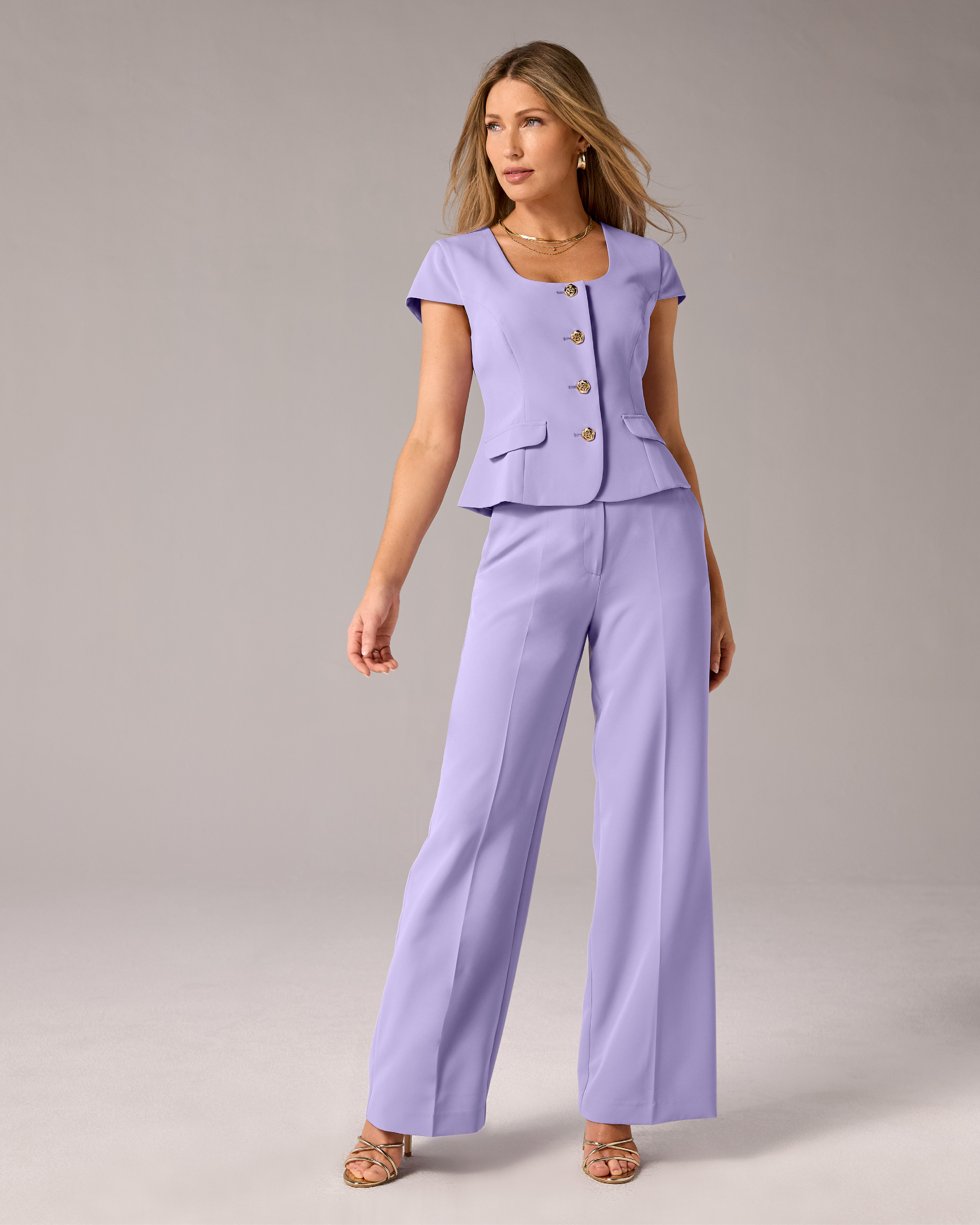 Boston Proper - Lavender Ice Purple - Wide Leg Suit Pant - 0