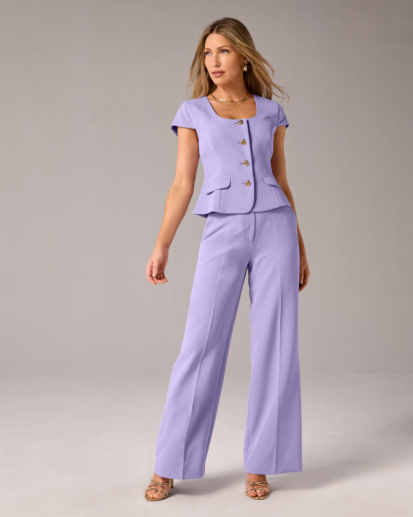 Wide Leg Suit Pant Lavender Ice