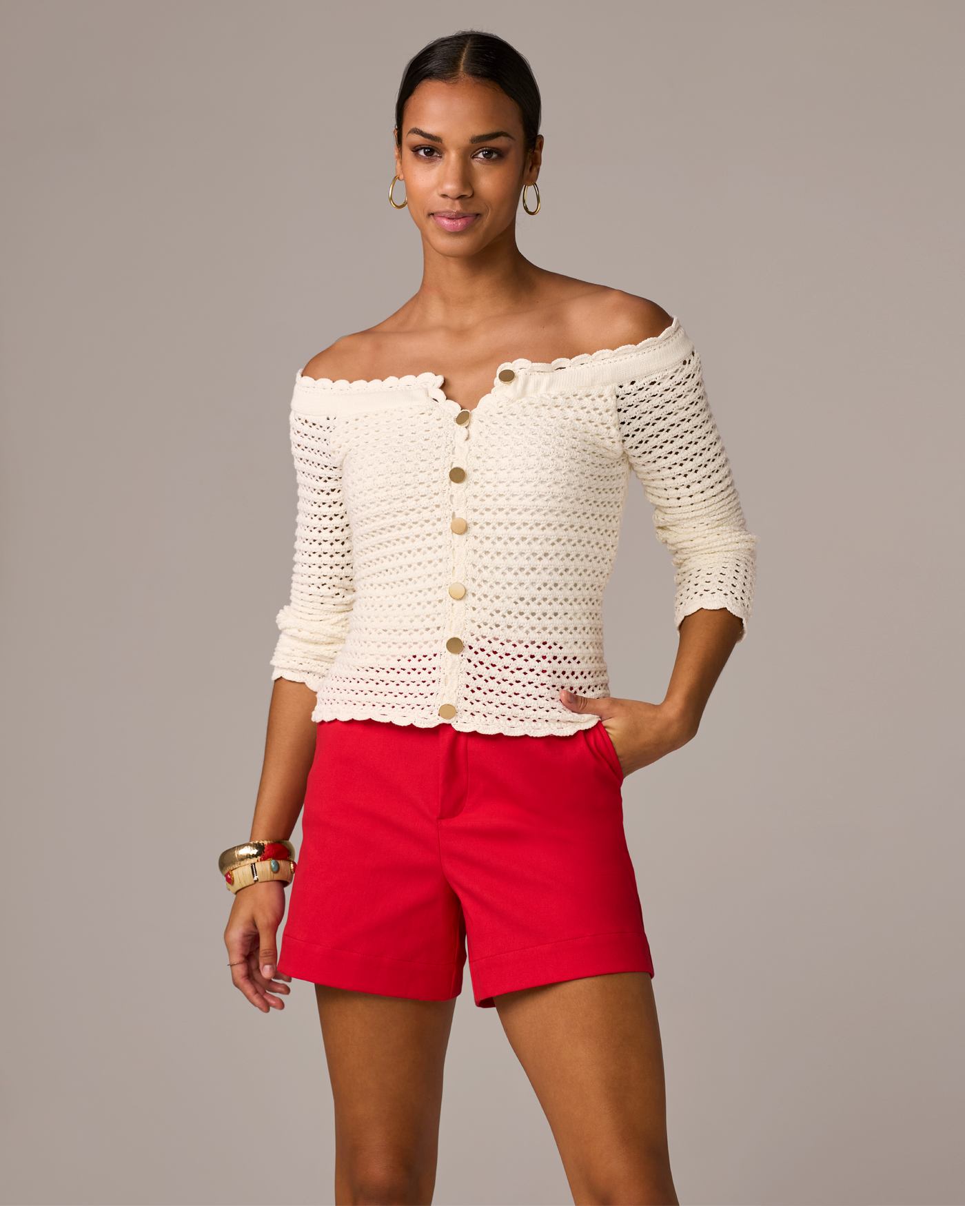 Relaxed Twill Short Tomato Red