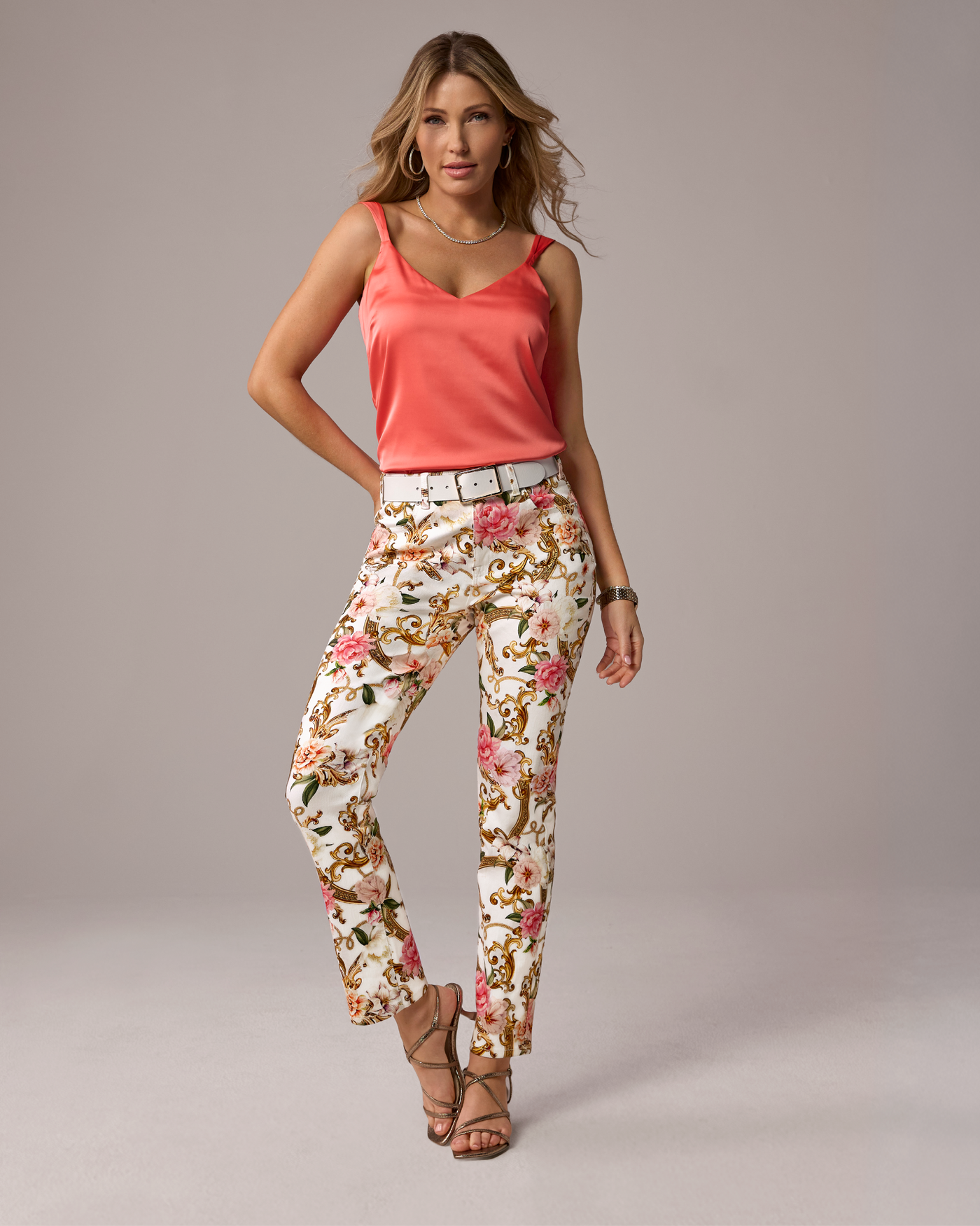 Status Print Slim Straight Leg Jean Floral Fleurs