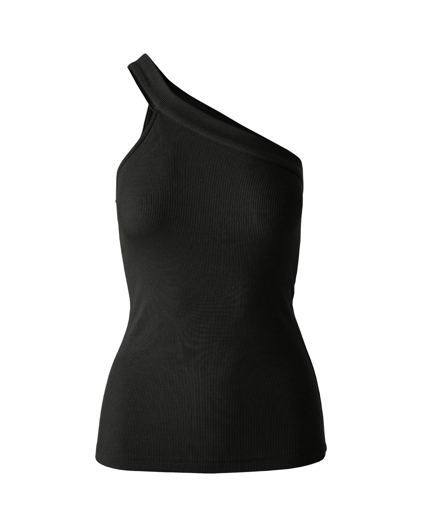 So Essential One Shoulder Asymmetrical Tank - Proper Black