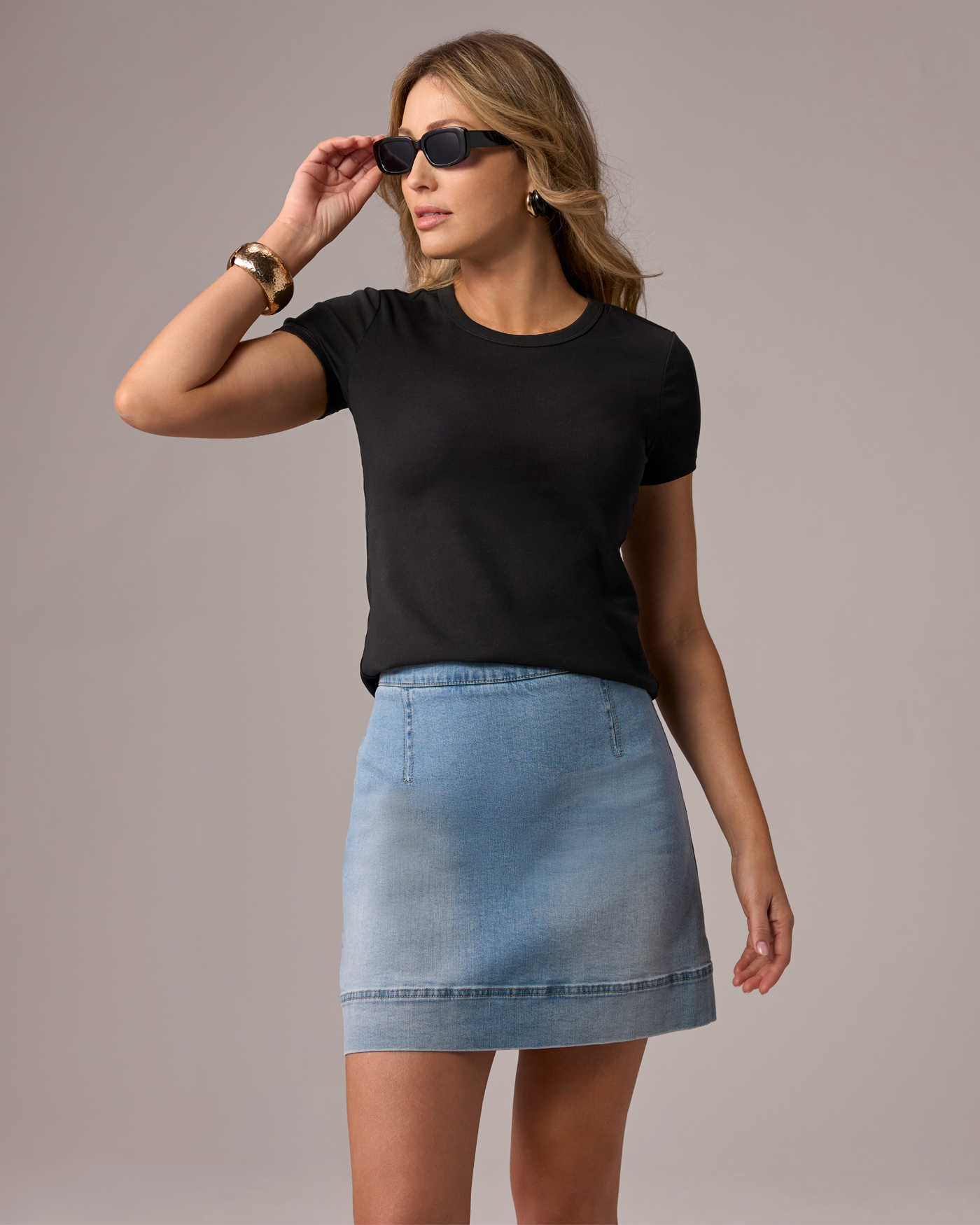 Crew Neck Cotton T Shirt Black