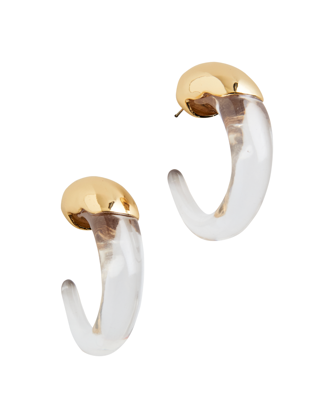 Gold Lucite Hoop Earring Gold/Clear