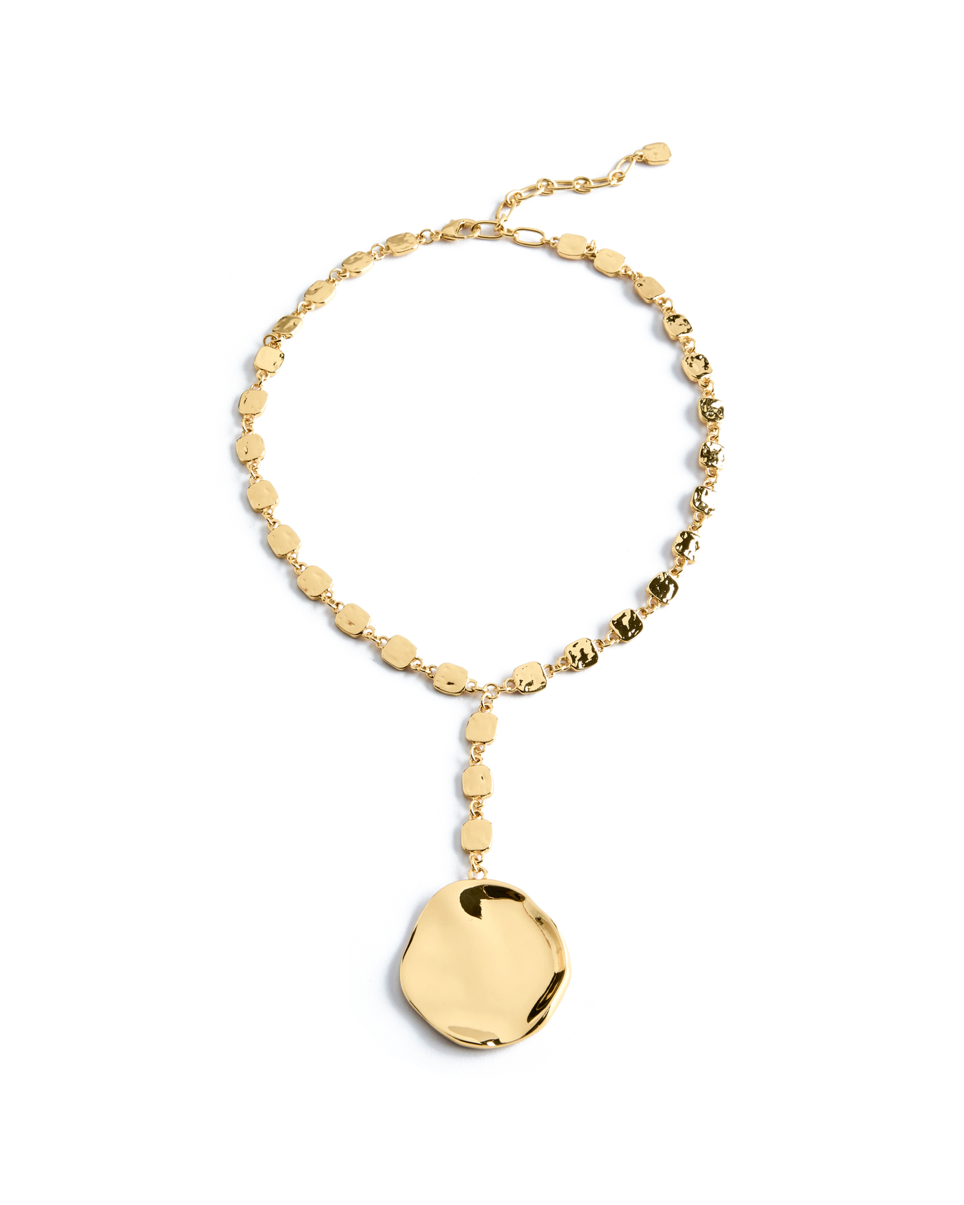 Hammered Disc Pendant Choker Gold