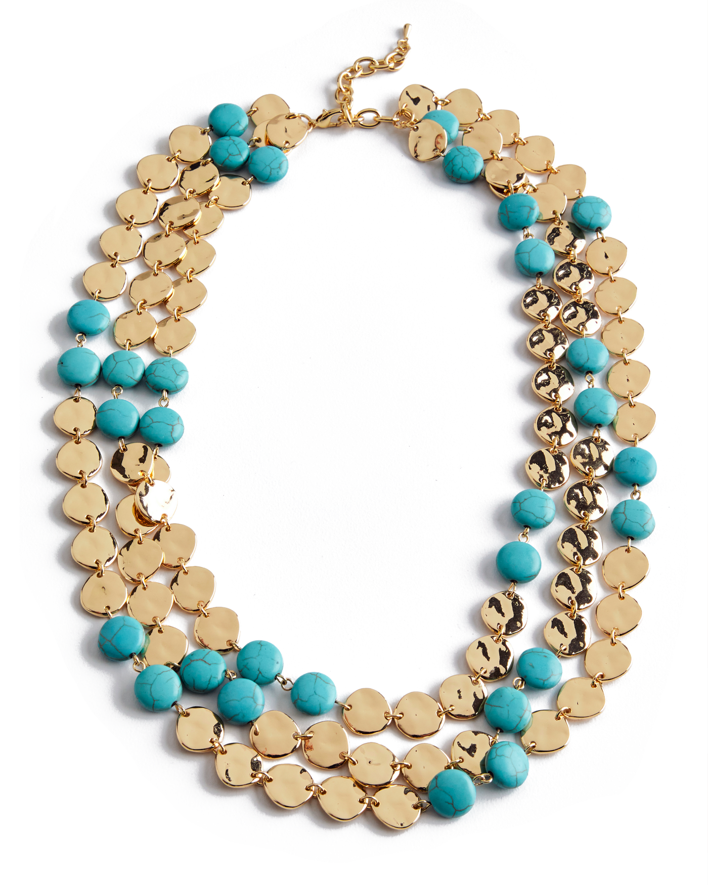 Gold and Turquoise Layered Coin Necklace Gold/Turquoise