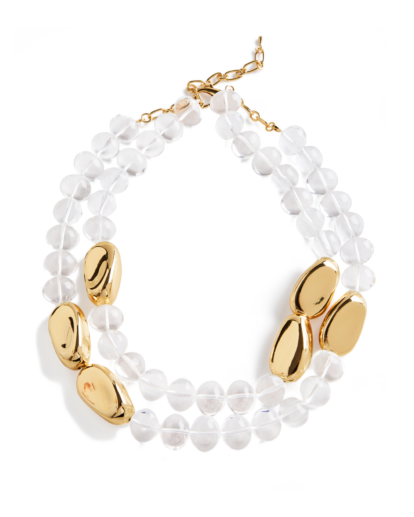 Lucite and Gold Beaded Necklace Gold/Clear
