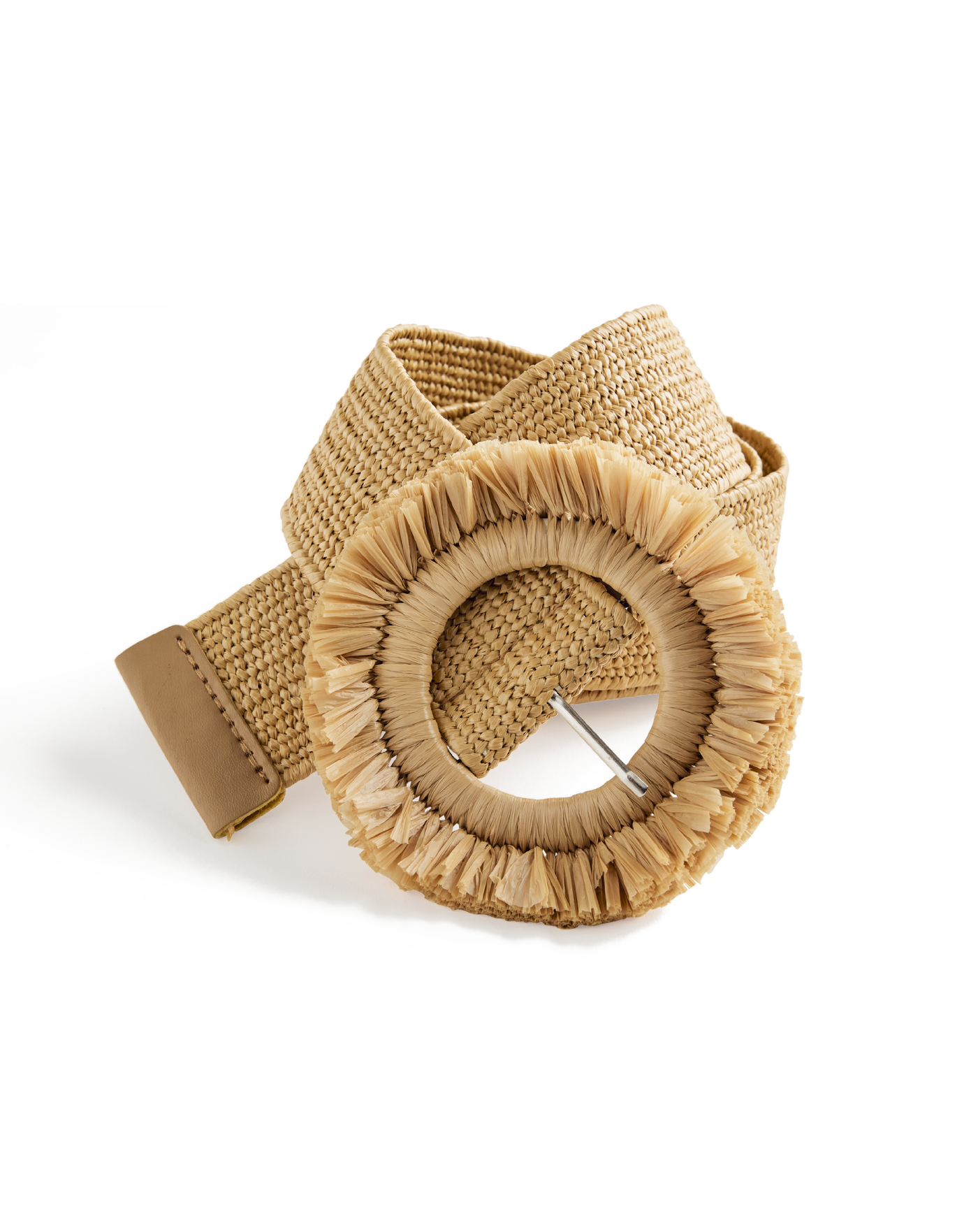 Raffia Belt with Frayed Buckle Natural