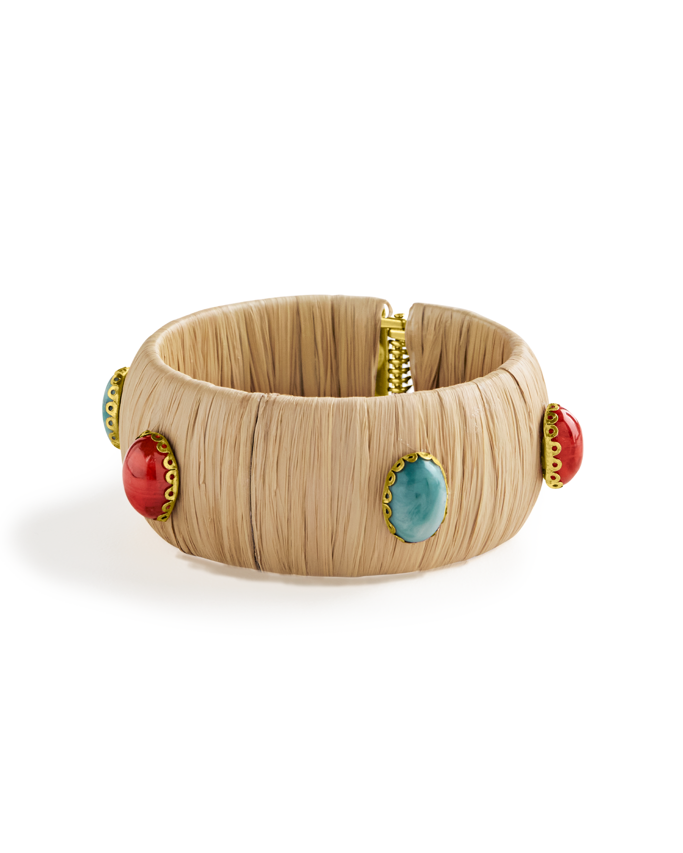 Raffia Stone Cuff Natural Multi