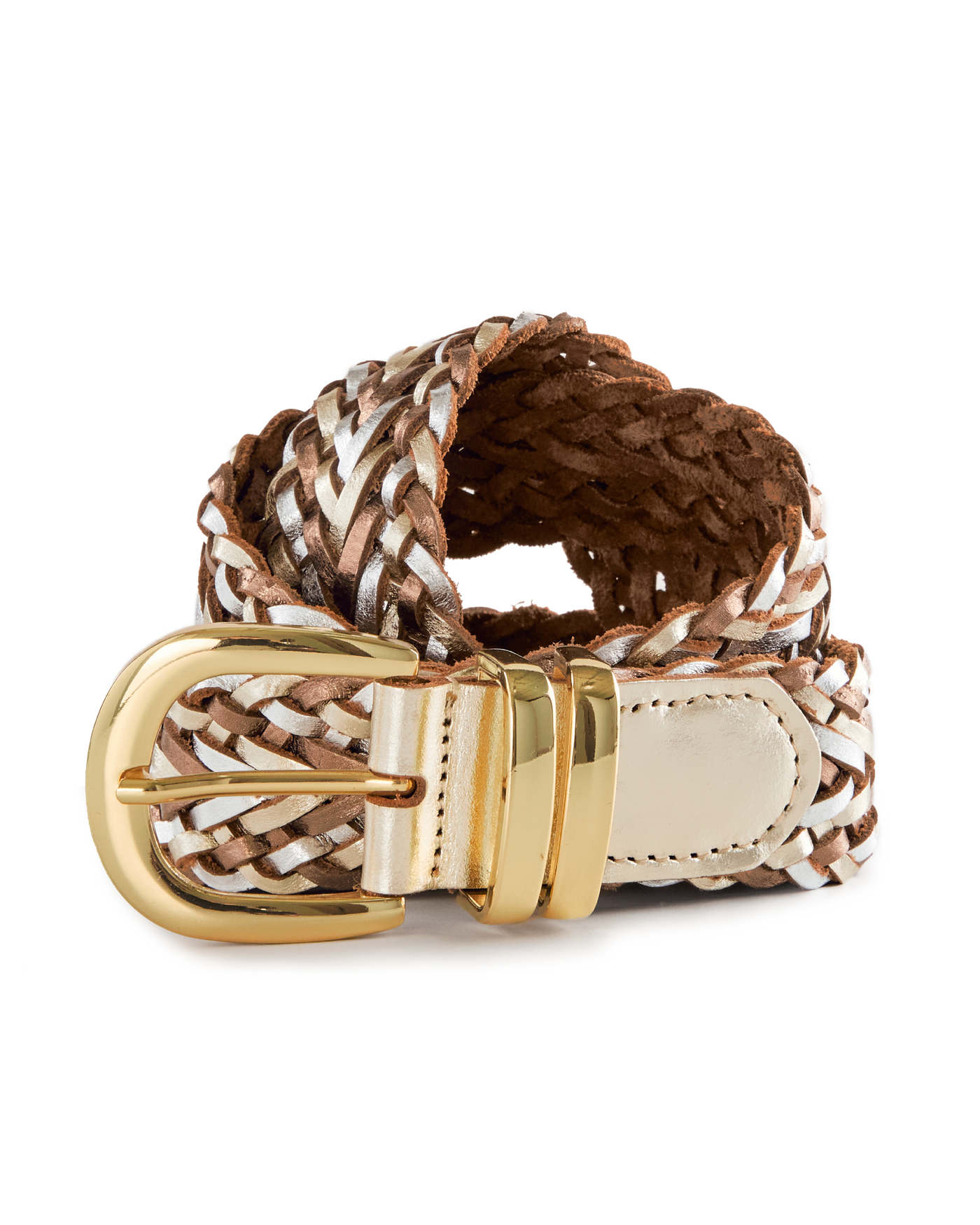 Metallic Woven Belt Silver/Gold