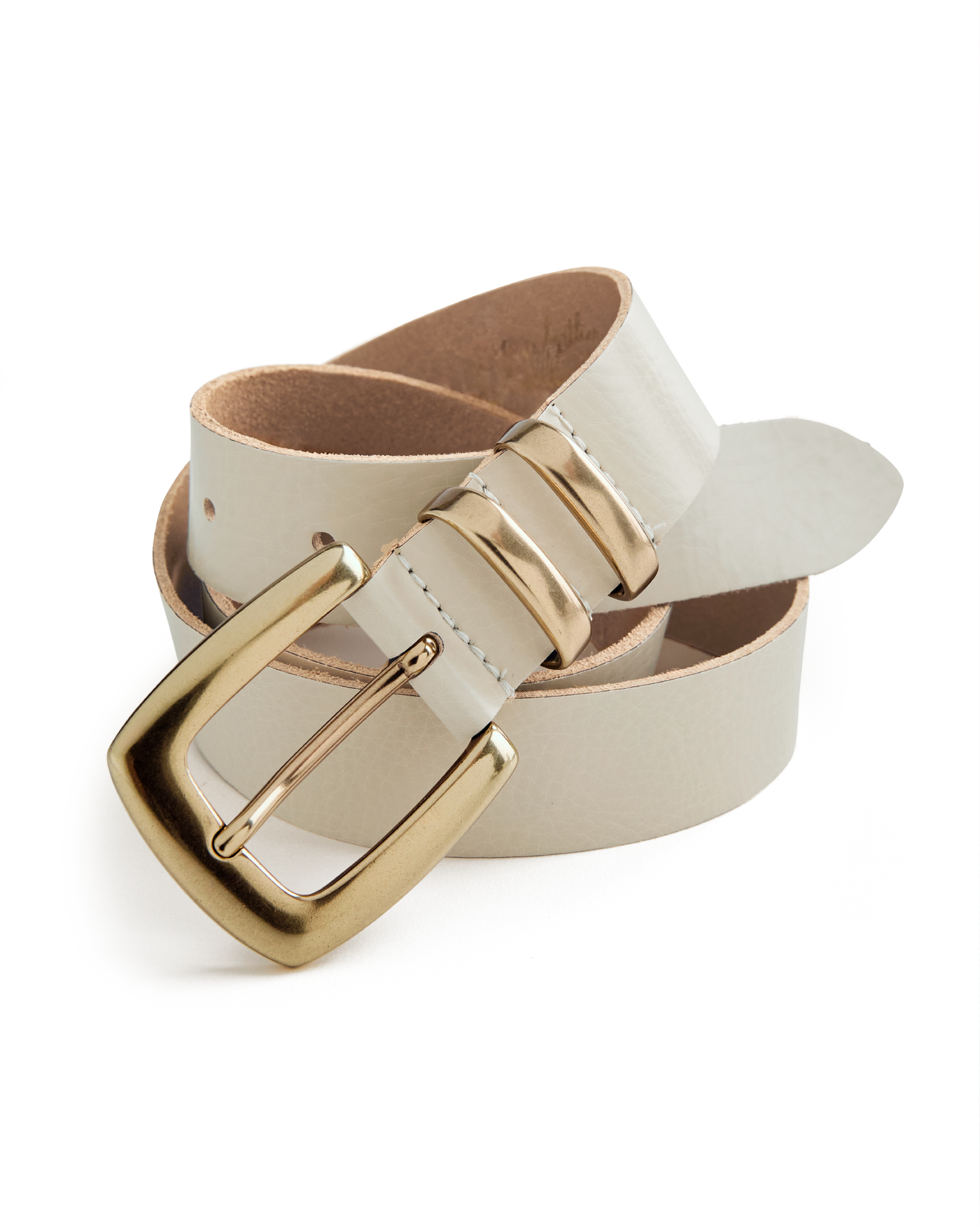 Modern Buckle Hardware Belt Beige