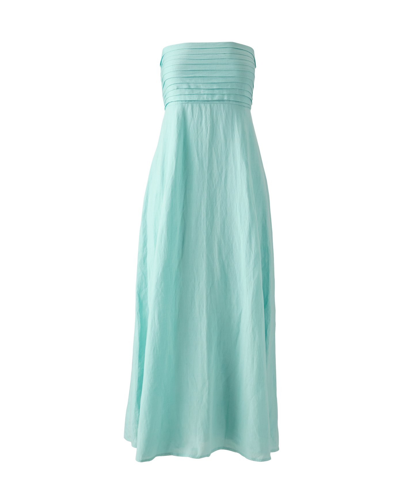 Linen Pleated Strapless Dress