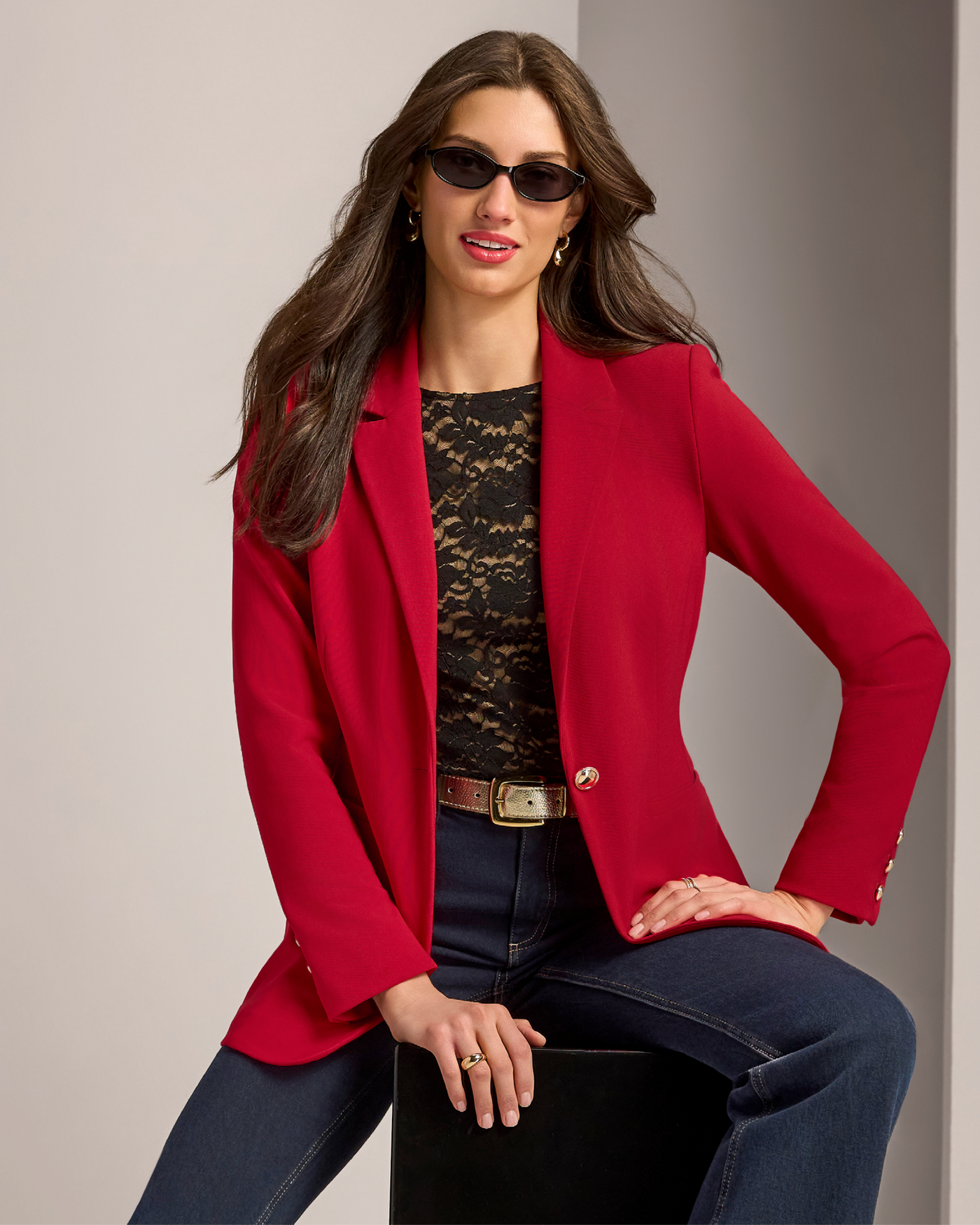 Beyond Travel Tailored Single Button Blazer French Kiss
