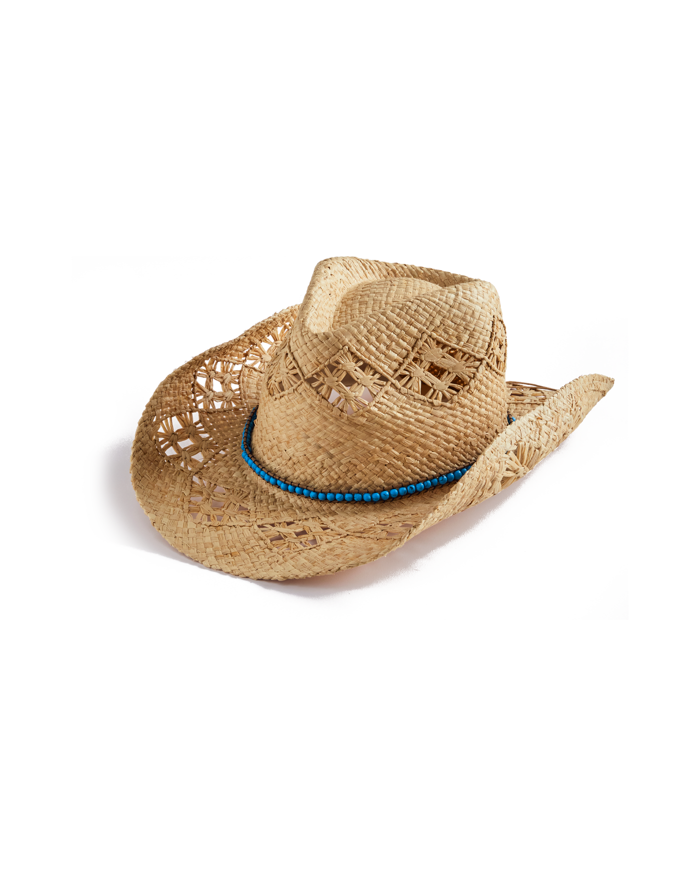 Cowgirl Hat With Turquoise Trim Natural