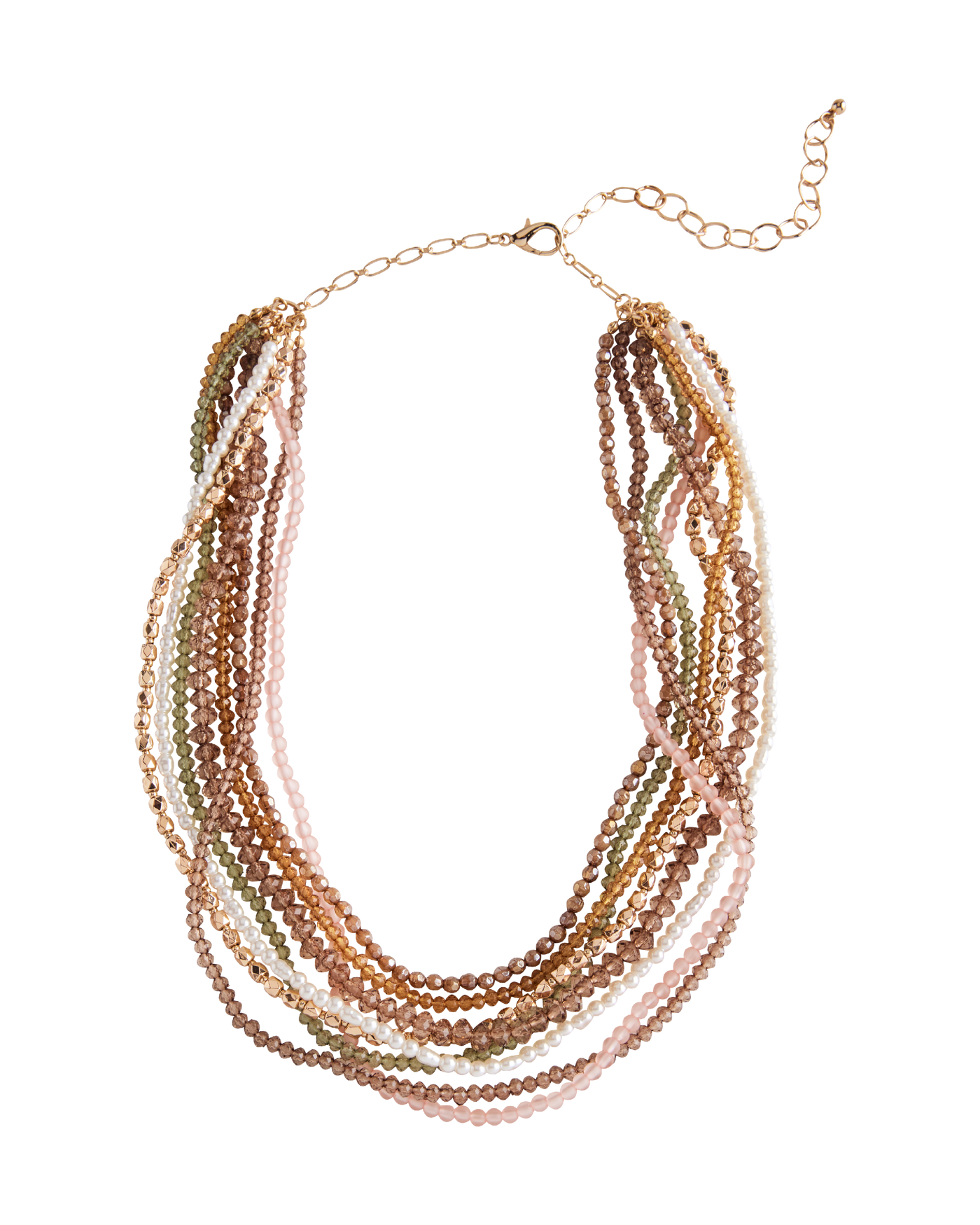 Multi Beaded Layered Necklace Multi