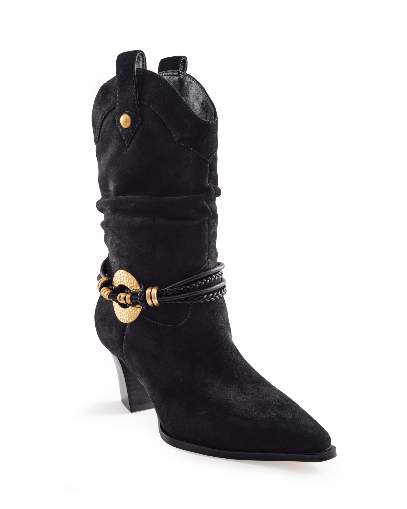 Slouchy Hardware Western Boot Black