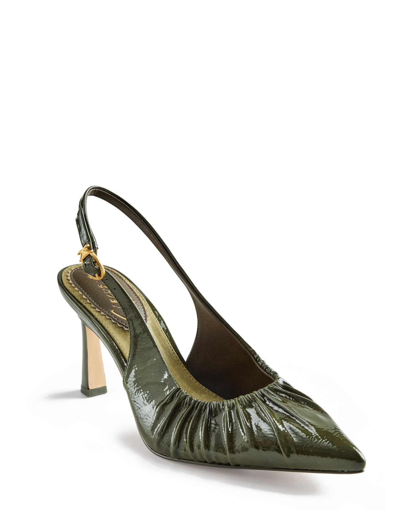 Scrunched Sling Back Heel Olive