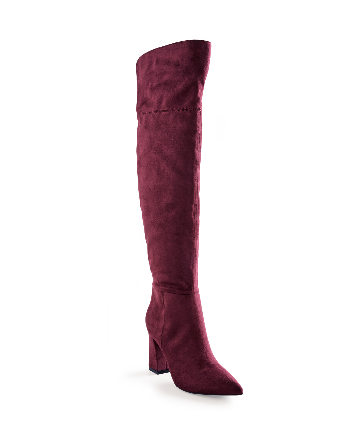 Over The Knee Pointed Toe Boot Wine