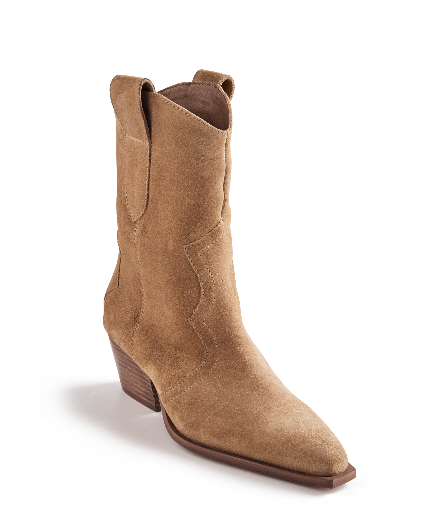 Suede Cowboy Bootie Camel