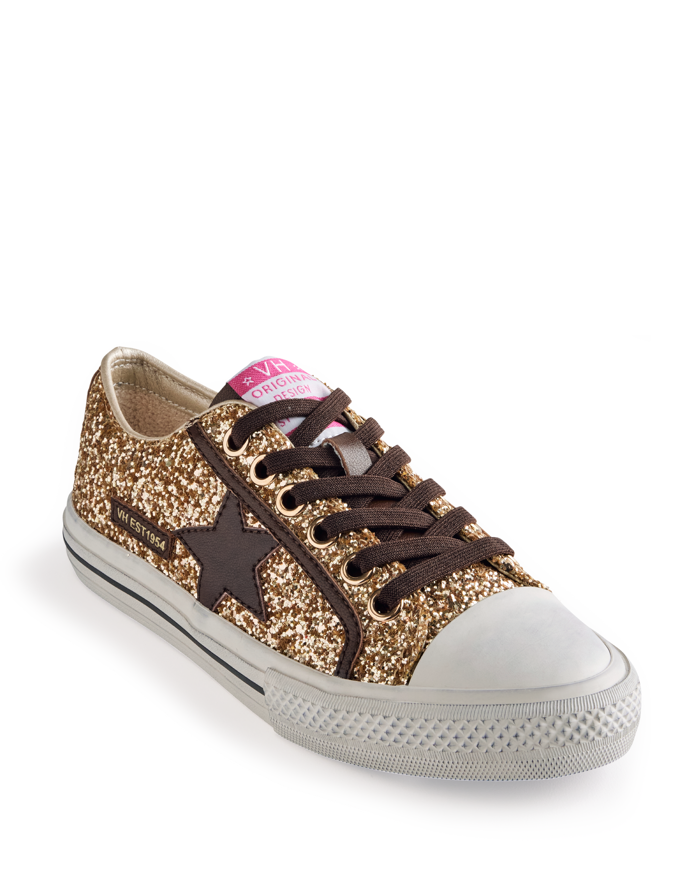 Vintage Havana Sequin Lace Up Sneaker Gold