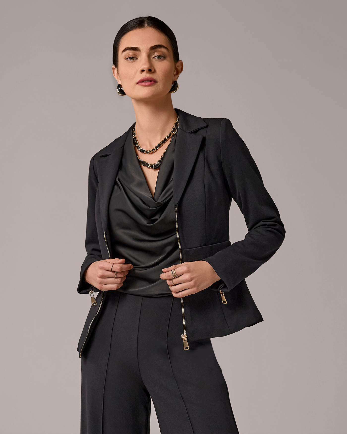 Ultimate Ponte Zip Front Blazer Proper Black
