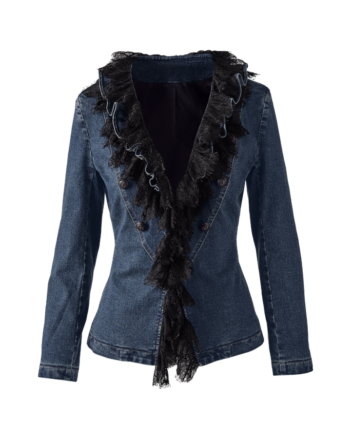 ジャケット・アウター MISTREASS Lace Trim Ruffle Sleeve Jacket Ruffle Trim Denim Utility Jacket - Off White – Boston Proper