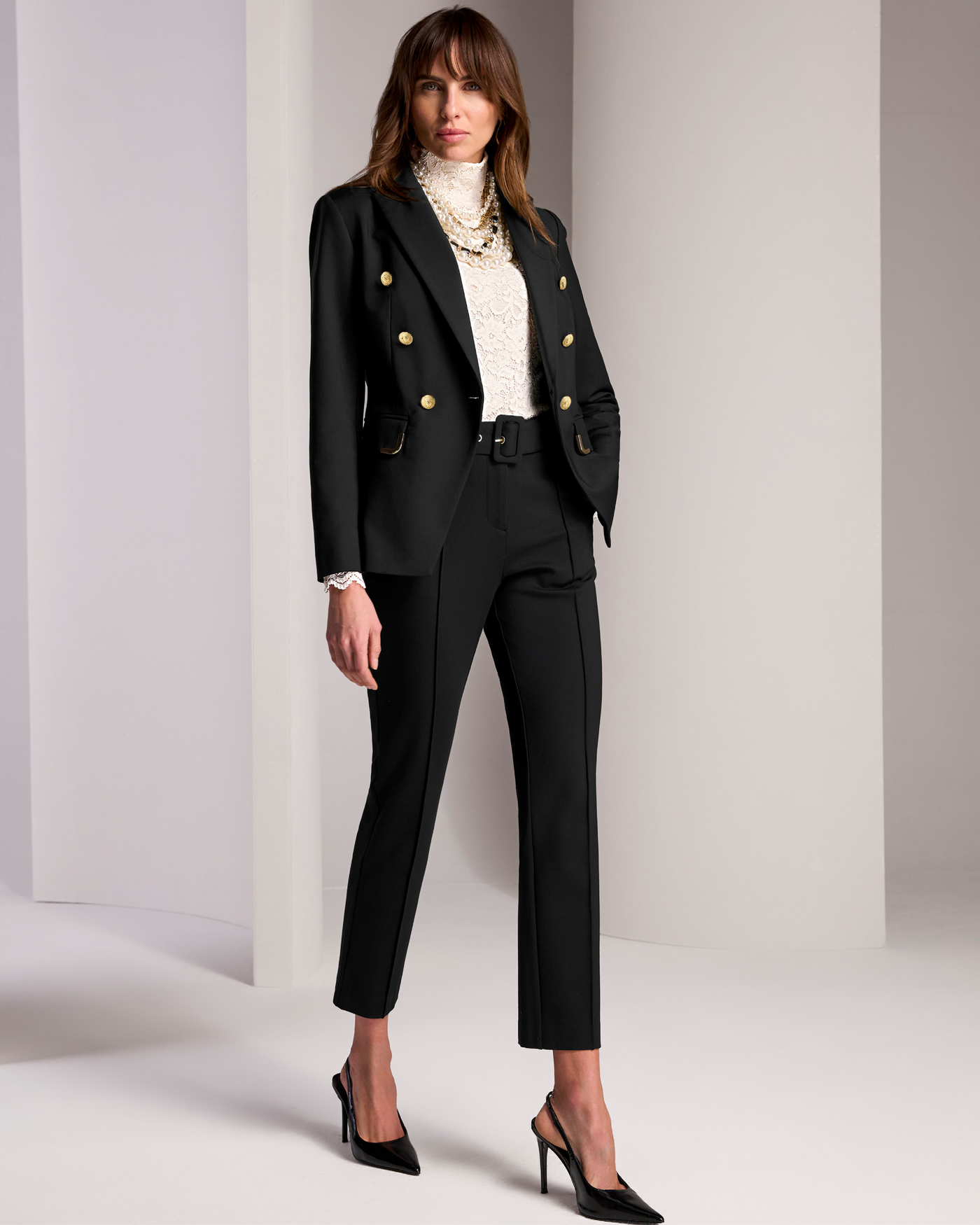 Ultimate Ponte Belted Cigarette Pant Proper Black